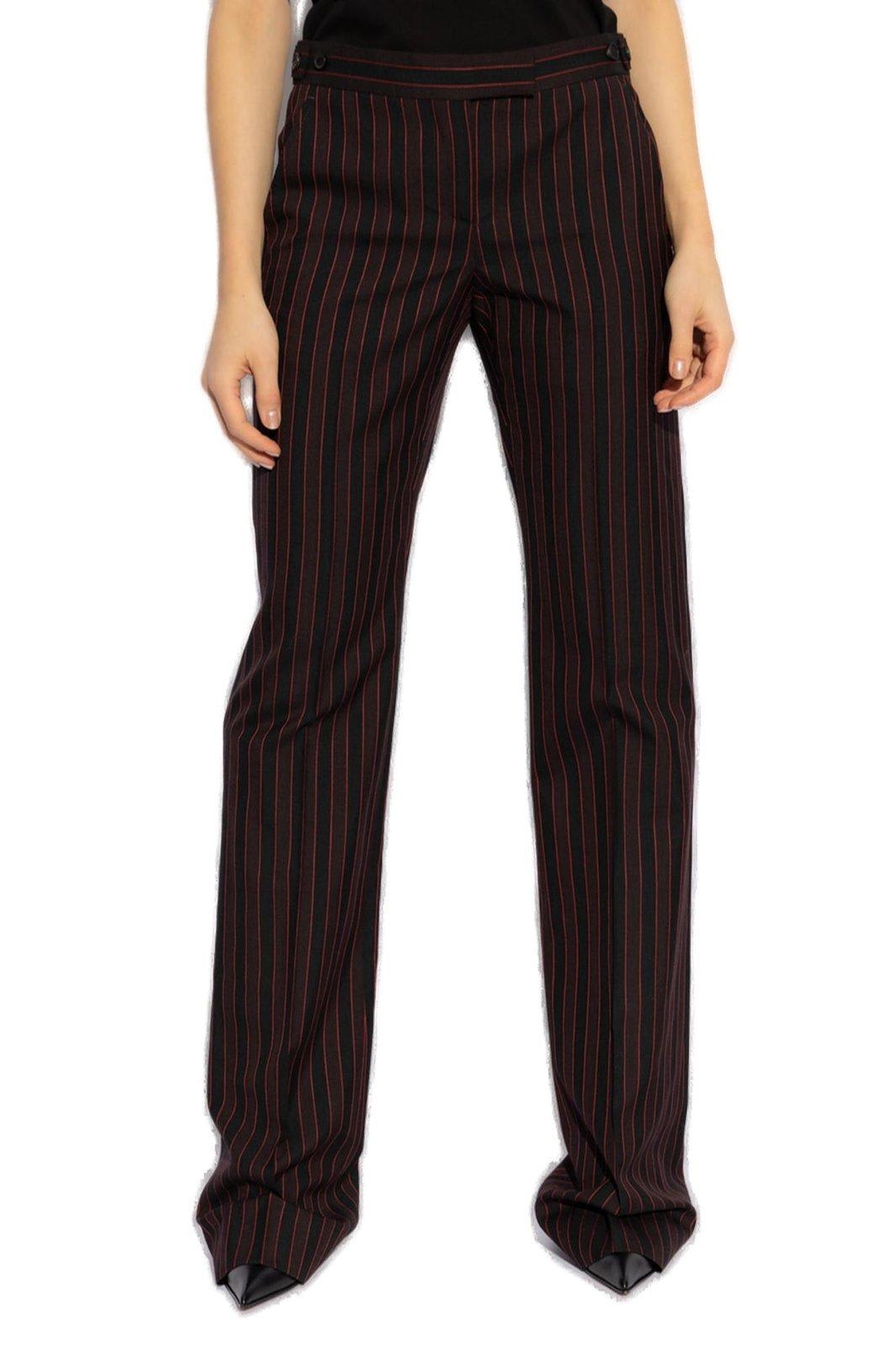 Alexander Mcqueen Tailored Pinstriped Wool Pants In Nero E Bordeaux