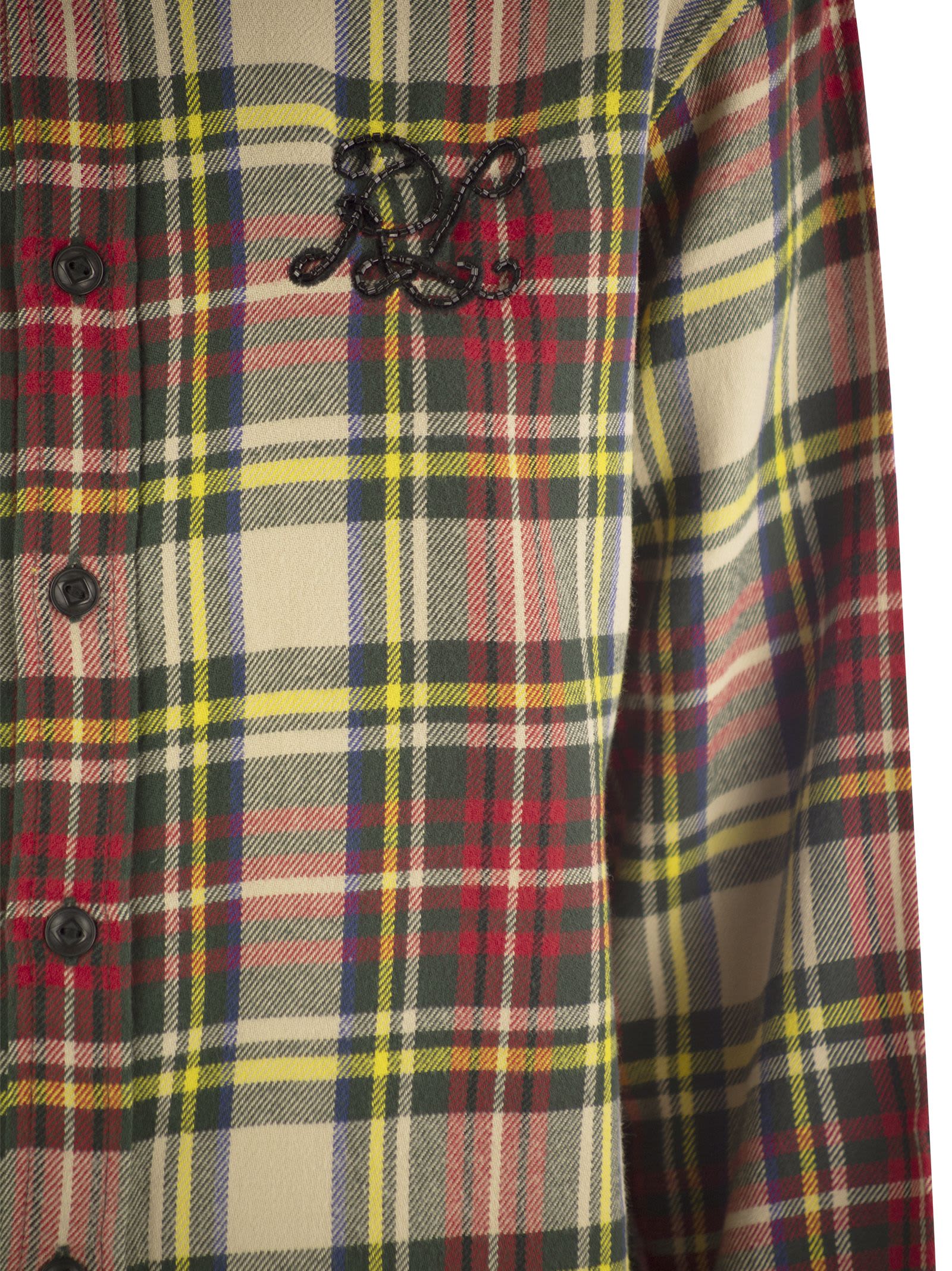 Shop Polo Ralph Lauren Plaid Shirt With Beaded Logo In Red