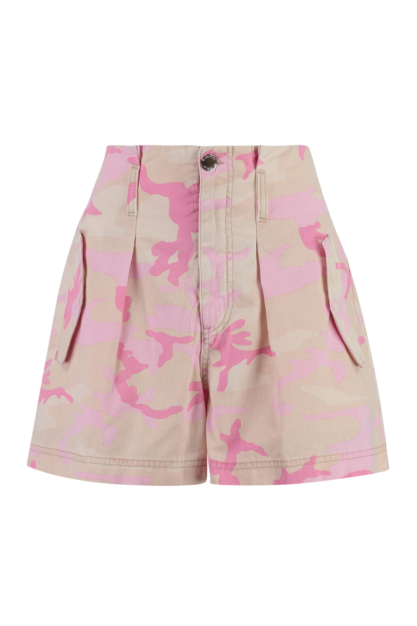 Shop Pinko Golf Printed Cotton Shorts In Pink