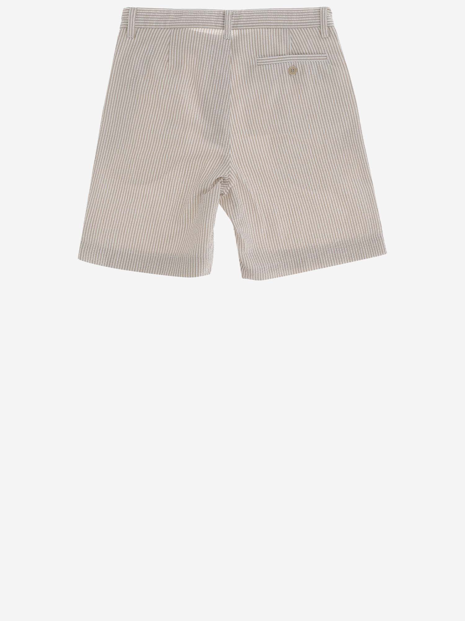 Shop Il Gufo Cotton Short Pants With Striped Pattern In Beige
