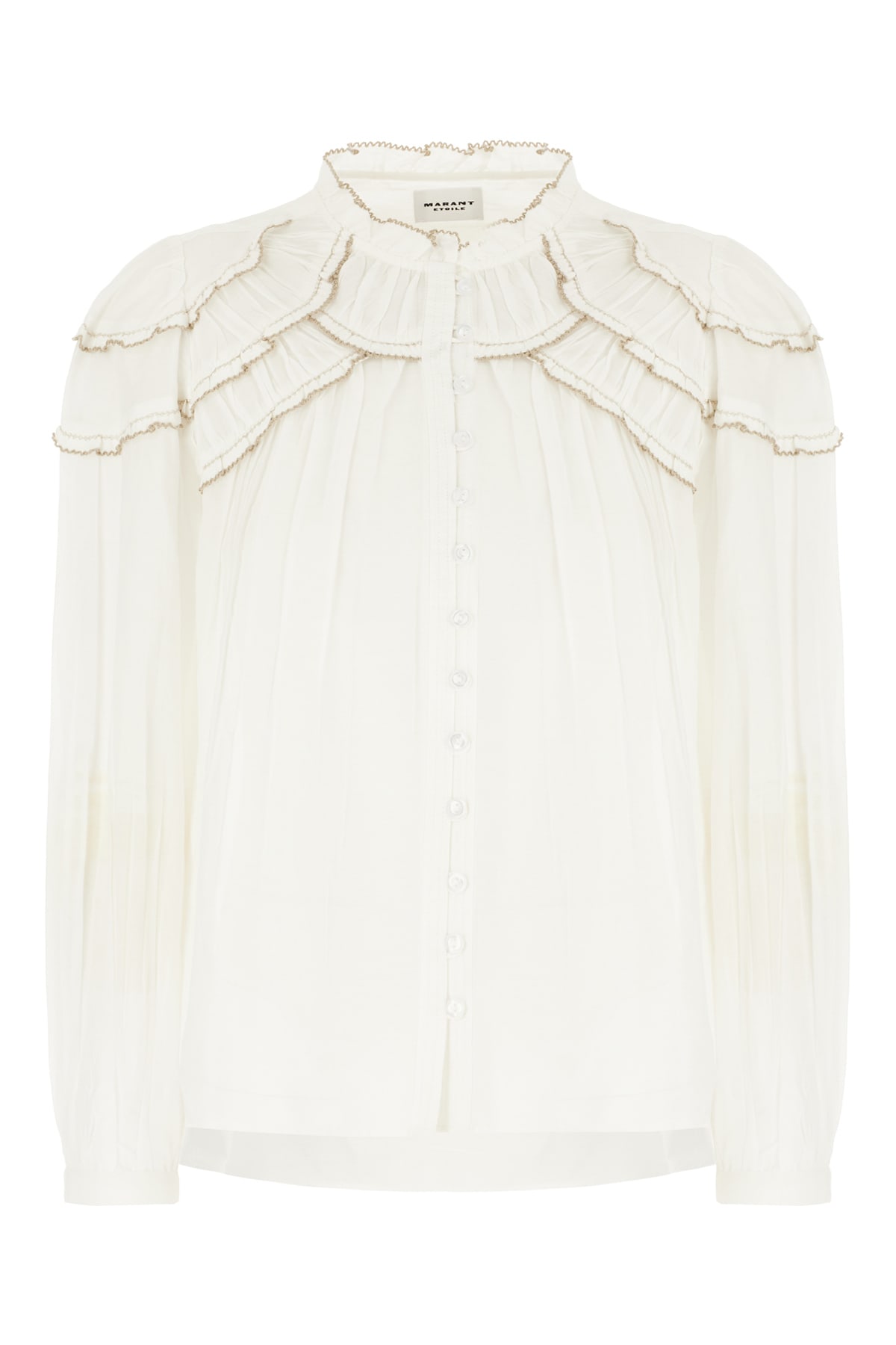Isabel Marant Étoile Delicate Ruffled White Shirt With Button-down Front In White
