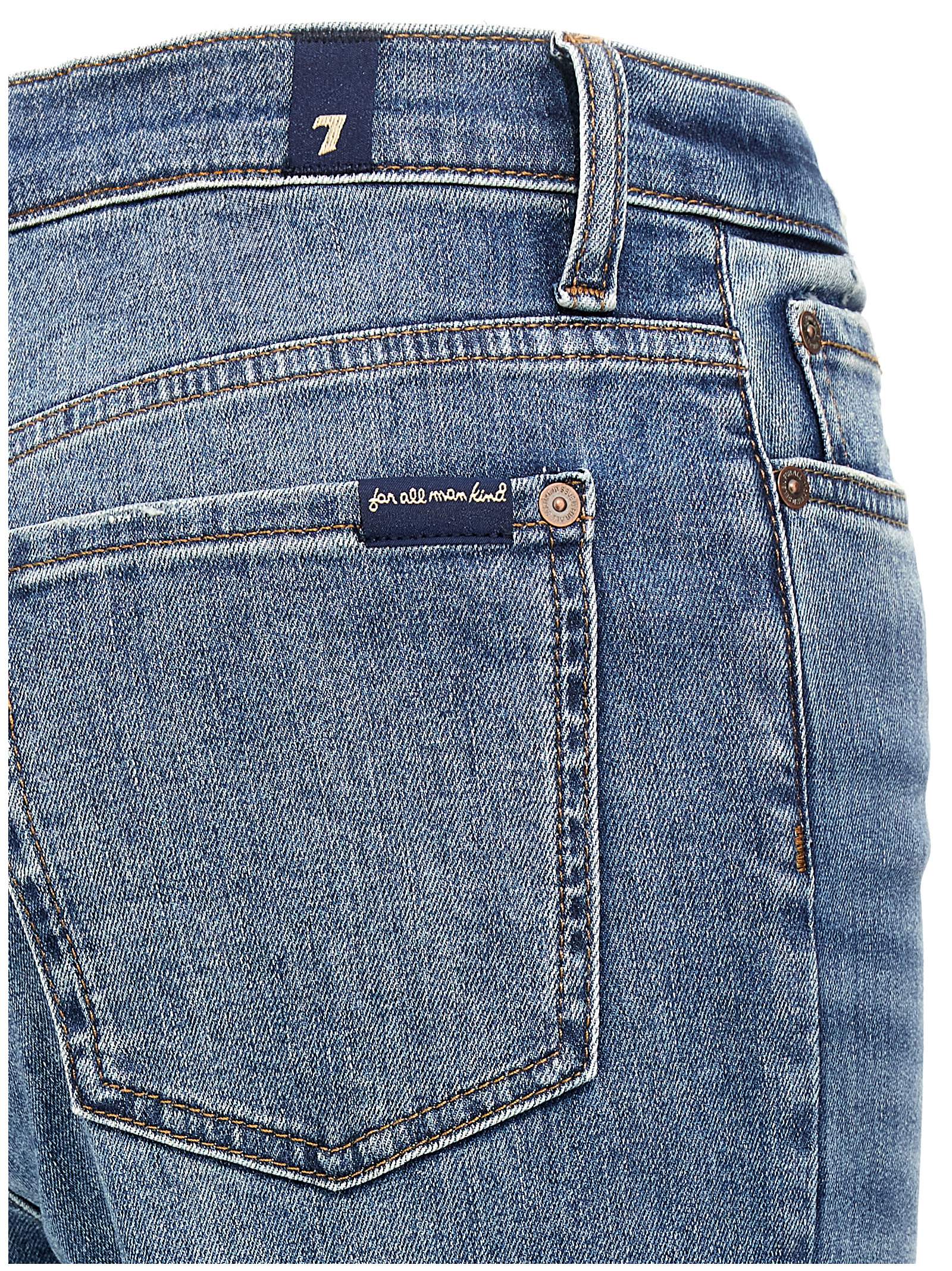 7 For All Mankind Womens Gran Canyon Modern Dojo Flared-leg High-rise Denim-blend Jeans In Blue