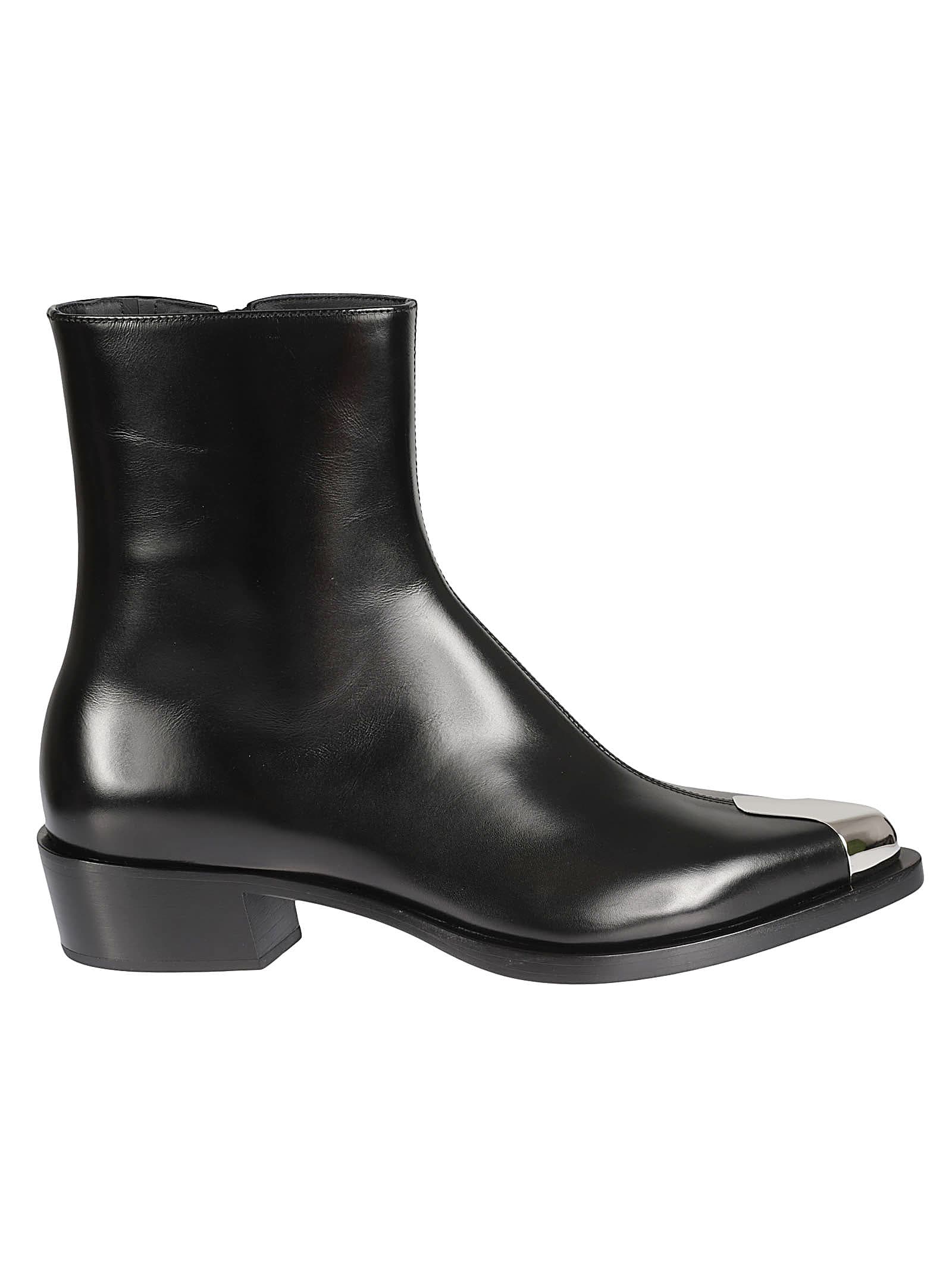 Alexander McQueen Metallic Toe Side Zip Boots