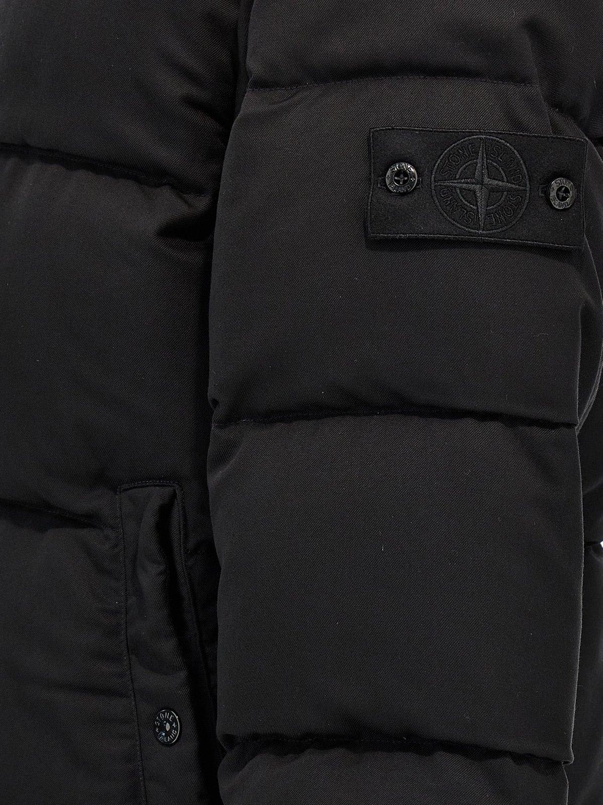 Shop Stone Island Logo Patch Zipped Padded Jacket In Nero