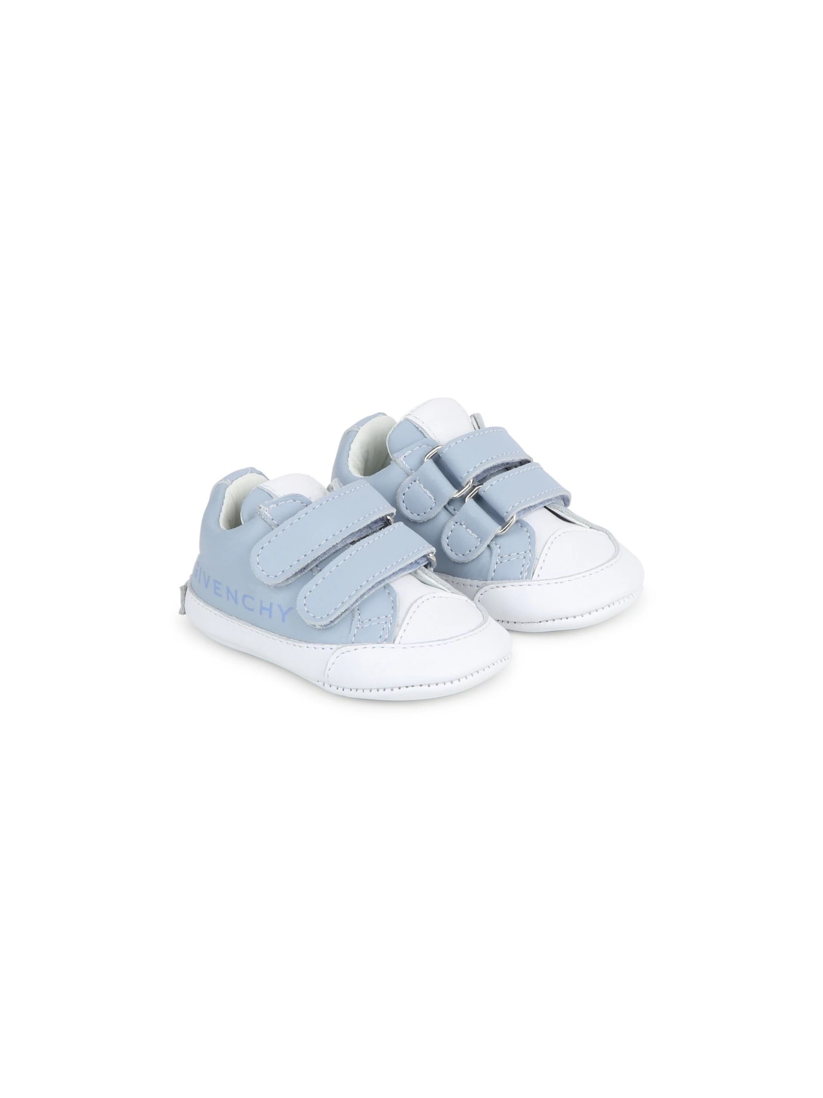 Shop Givenchy Light Blue And White Sneakers With Logo