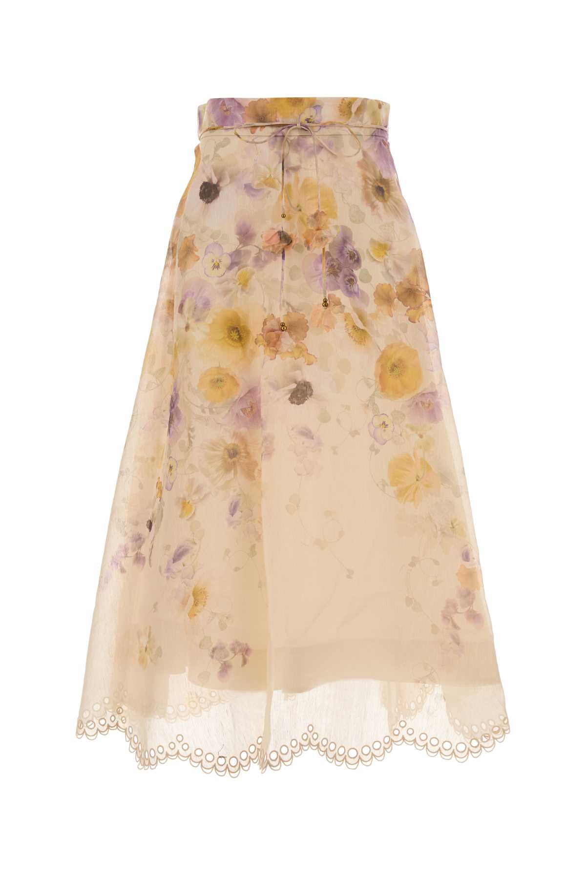 Zimmermann Printed Linen Blend Memento Skirt In Gold