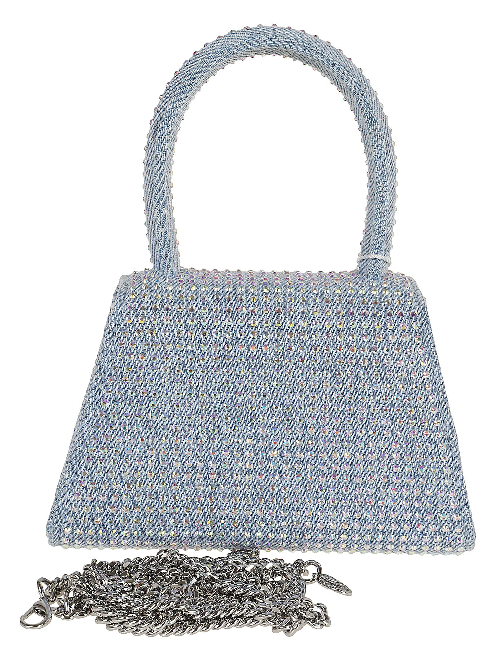 Shop Self-portrait Blue Rhinestone Denim Micro Bag