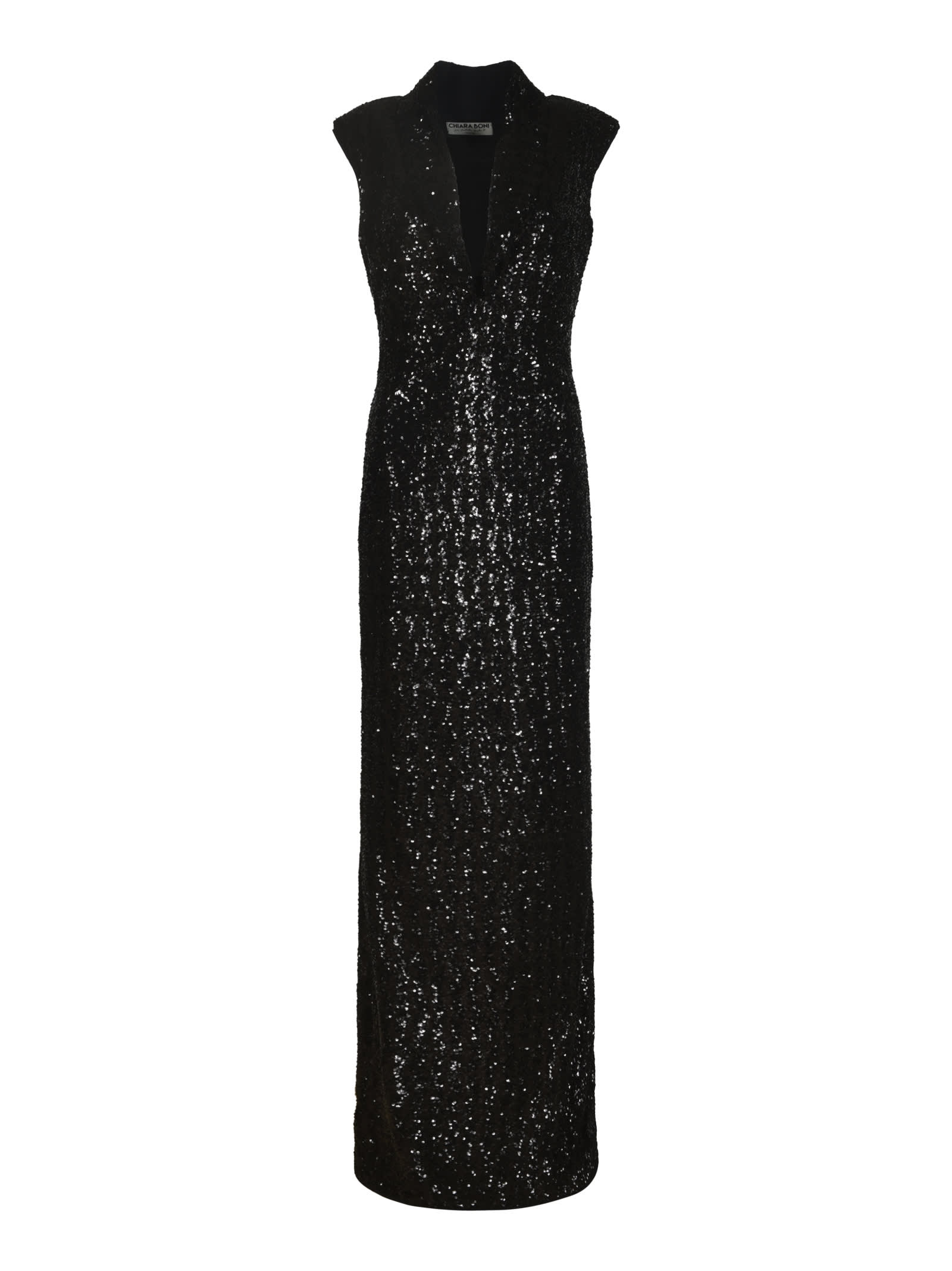 Shop La Petit Robe Di Chiara Boni Duina Paillettes Long Dress In Dark Silver