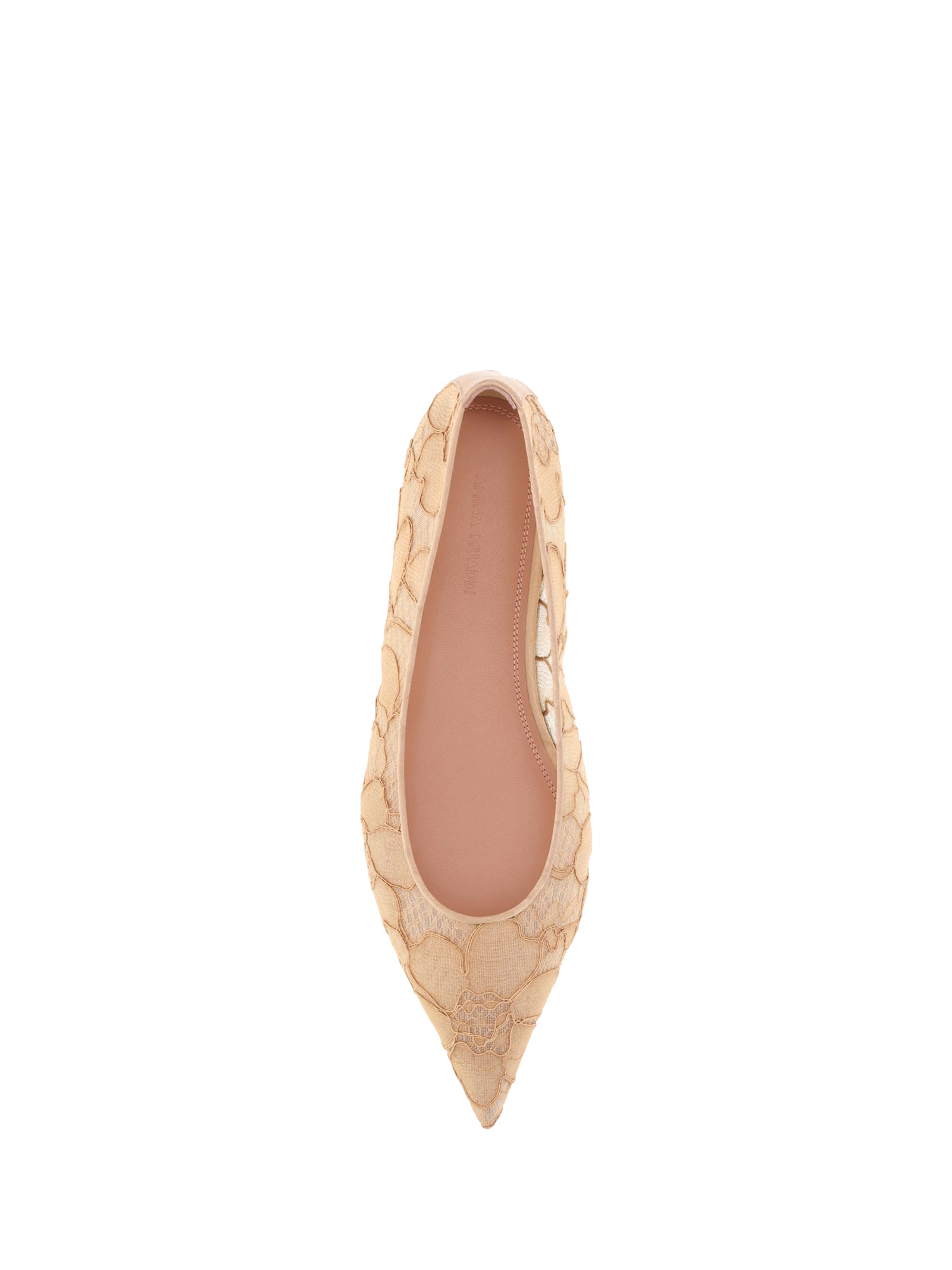 Amina Muaddi Barbara Lace Pointed-toe Ballet Flats
