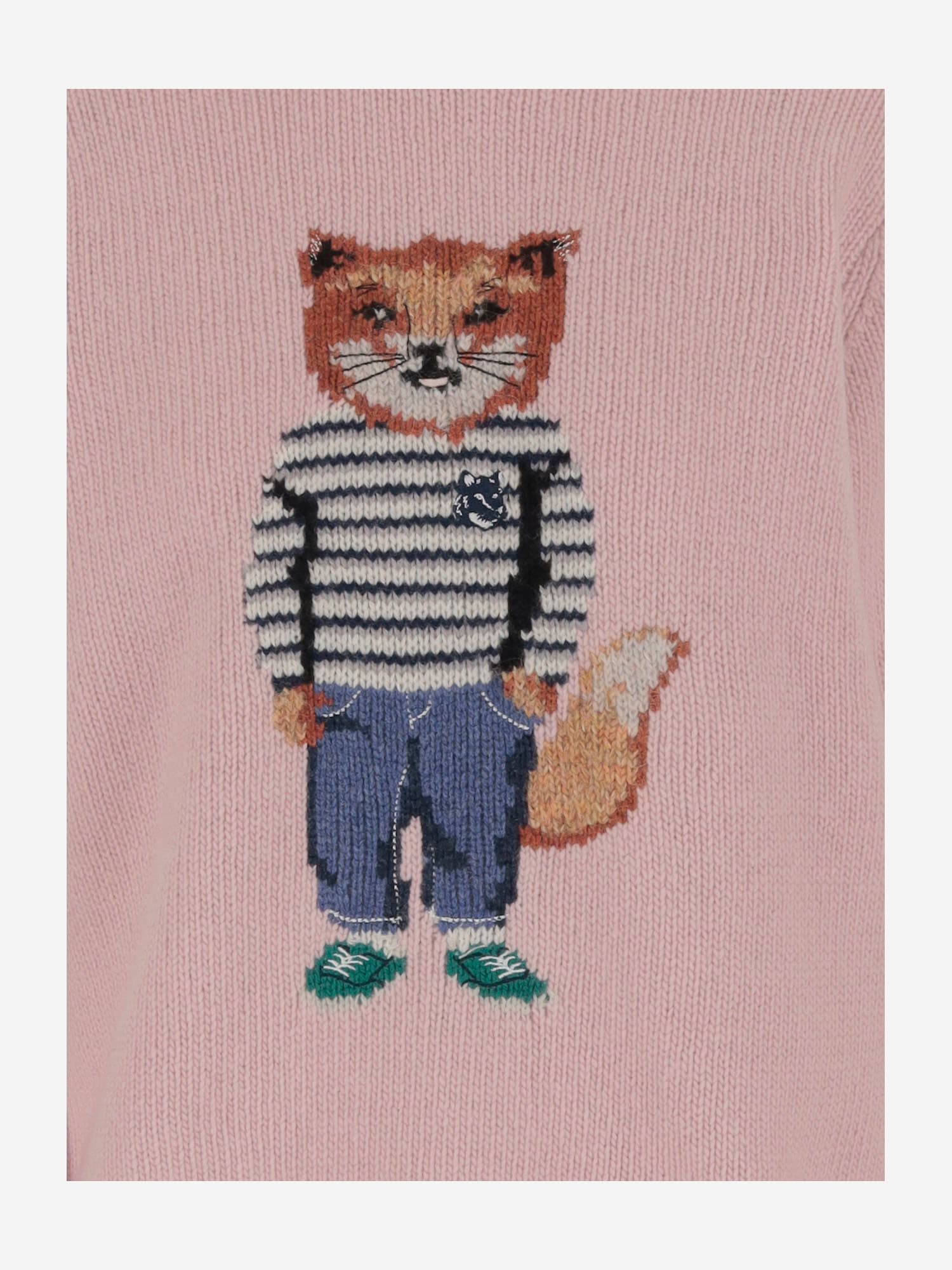 Shop Maison Kitsuné Fox Pattern Wool Sweater In Pink