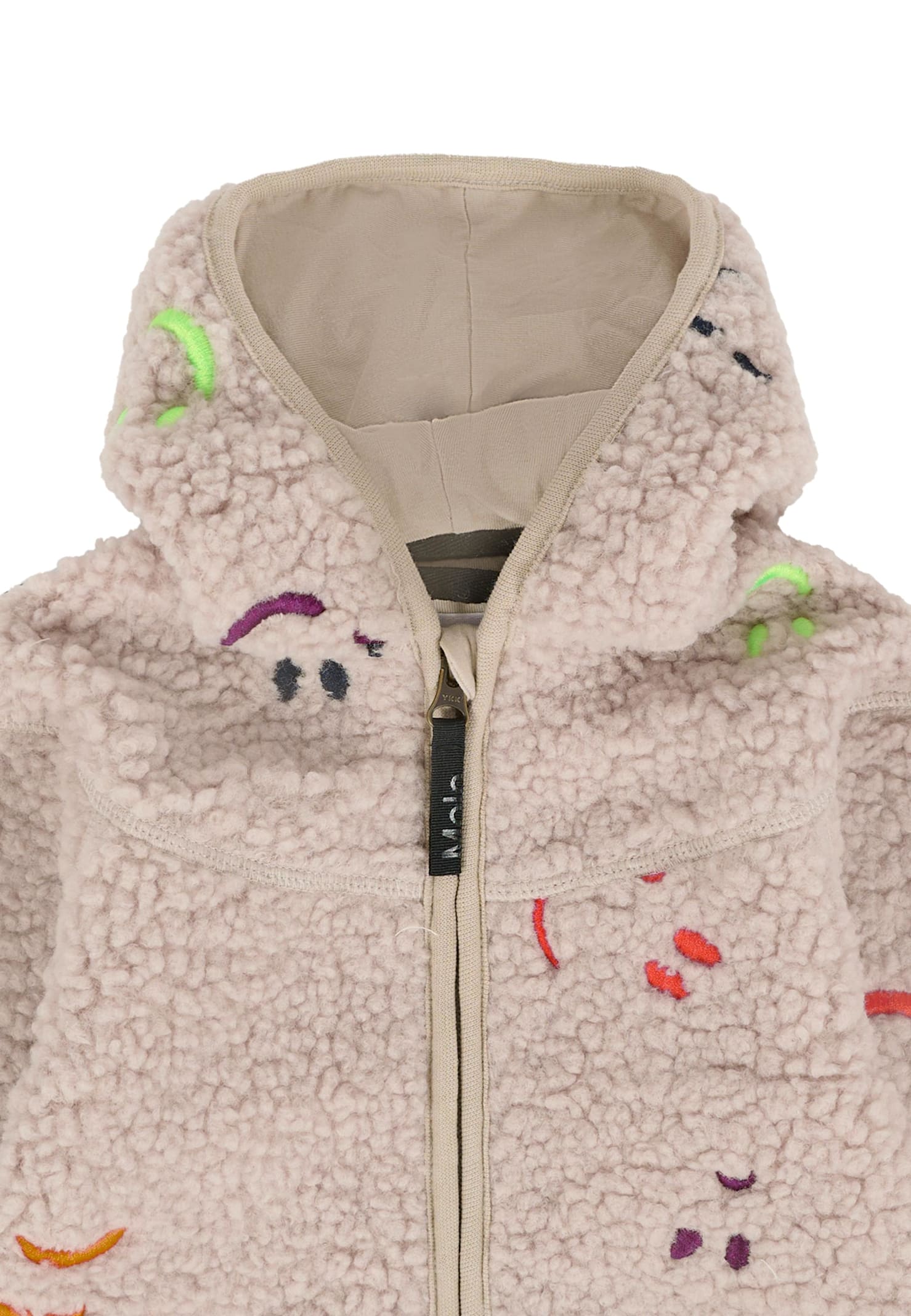 Molo Beige Coat For Babykids With Smiley In Brown