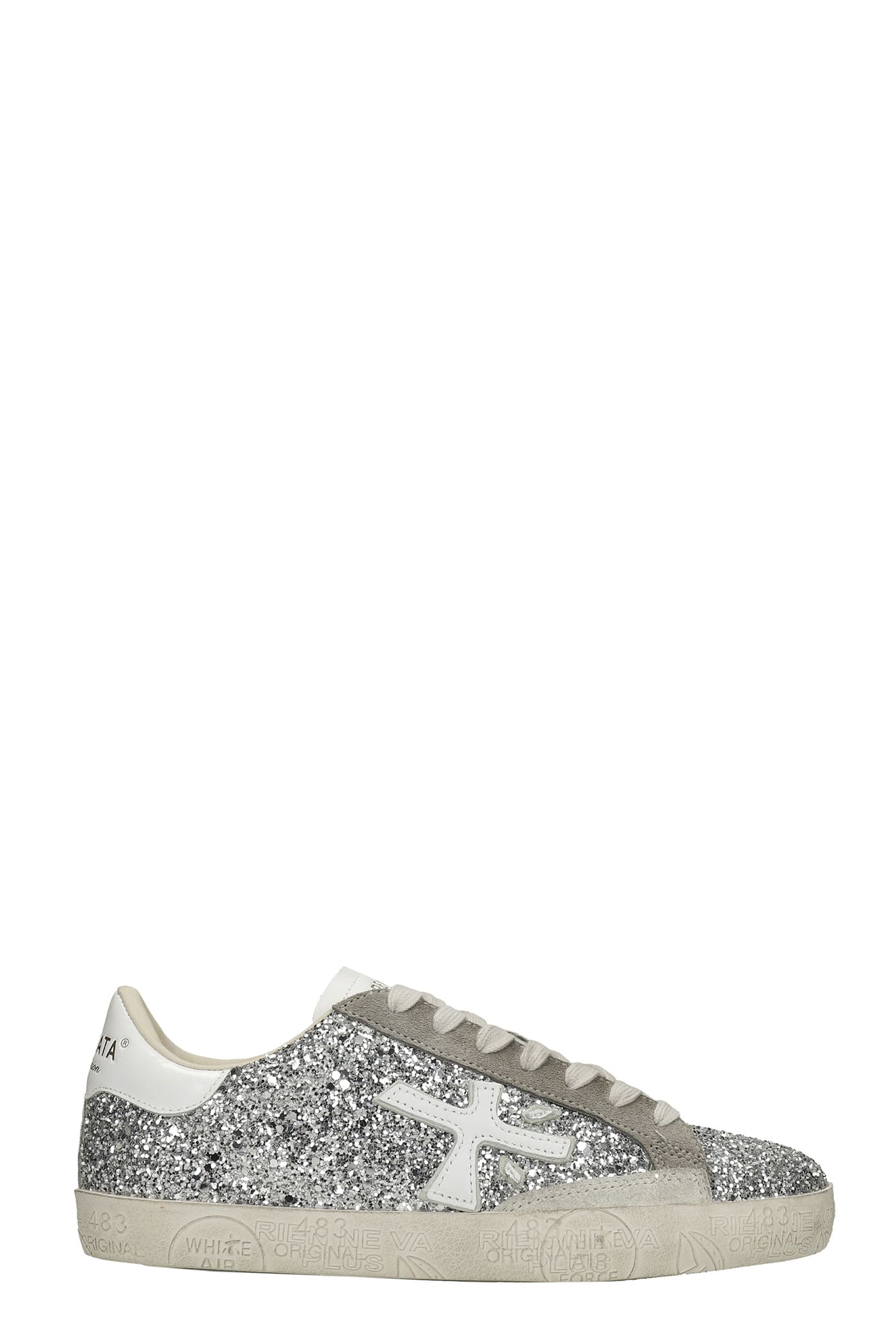 Premiata Steven Sneakers In Silver Glitter