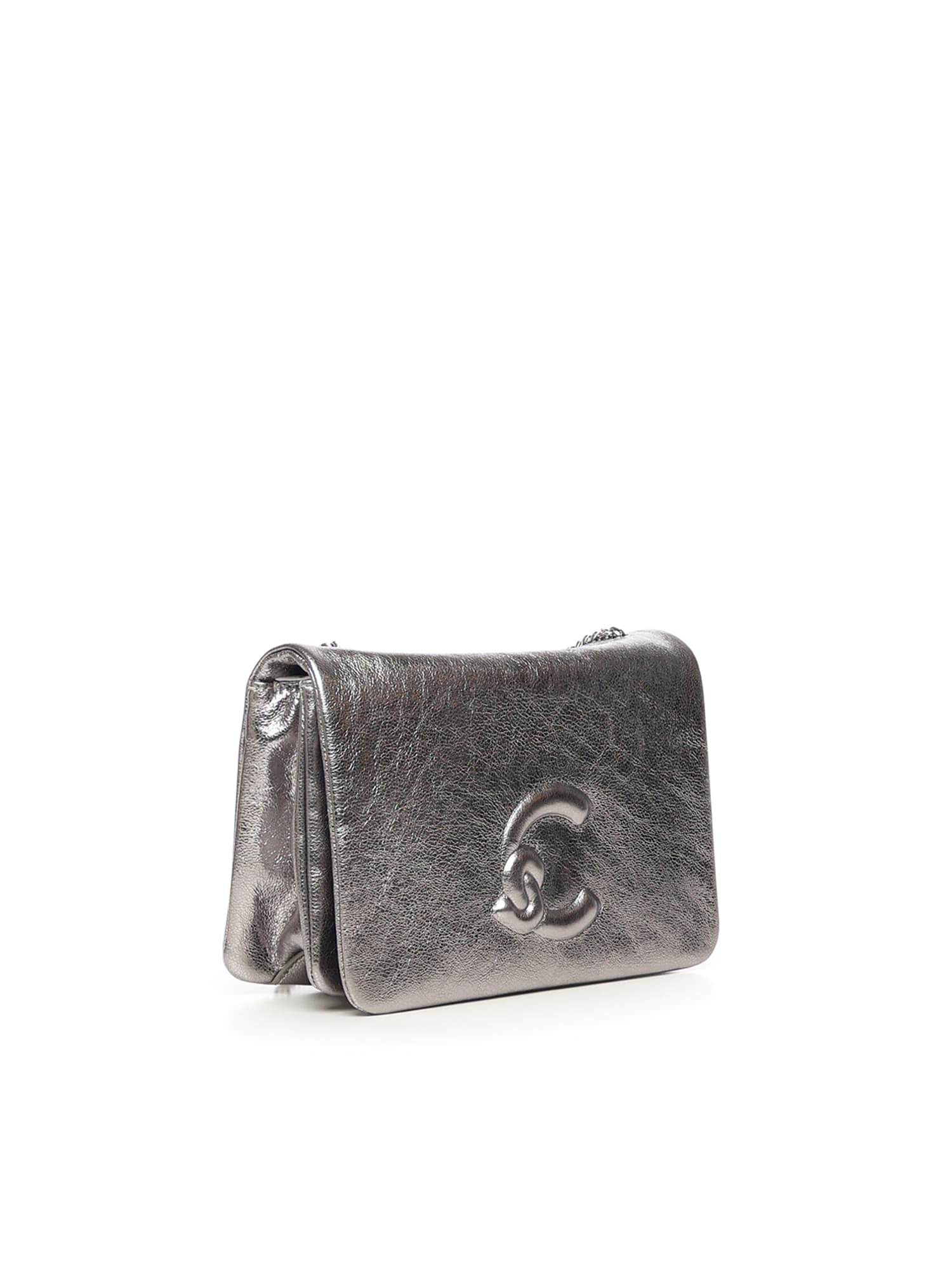 Coccinelle Smooth Leather Mini Bag In Silver