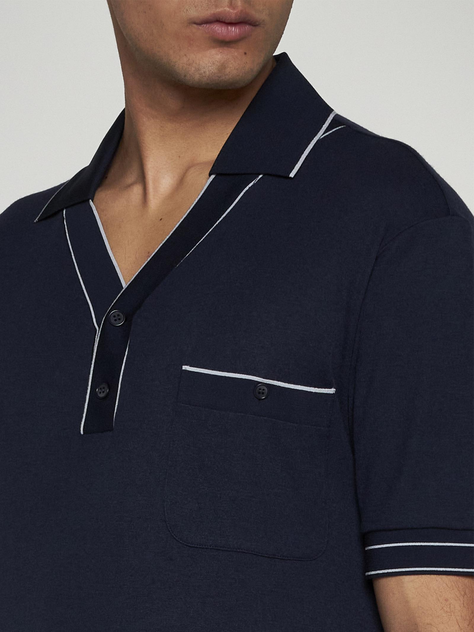 Shop Giorgio Armani Viscose And Wool Polo Shirt In Multicolor