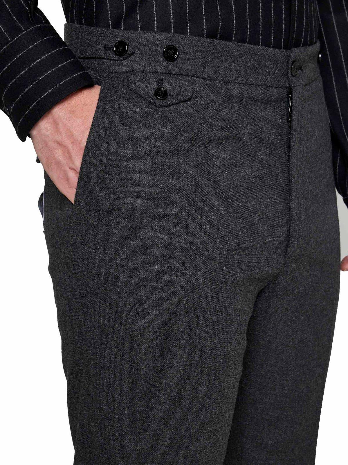 Shop Dolce & Gabbana Logo Patch Tailored Stretch Pants In Anthracite