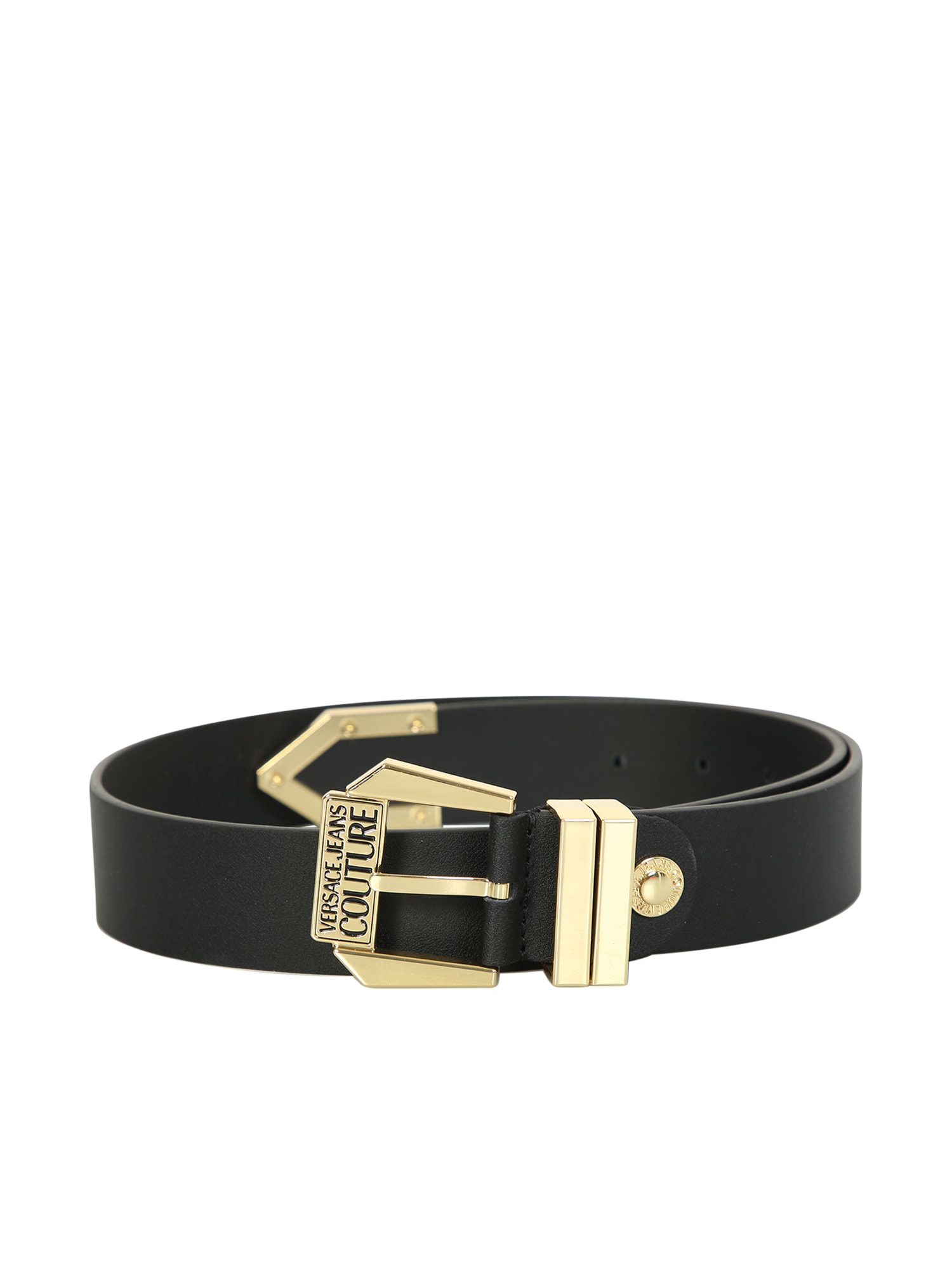 Versace Jeans Couture Leather Belt With Engraved Logo