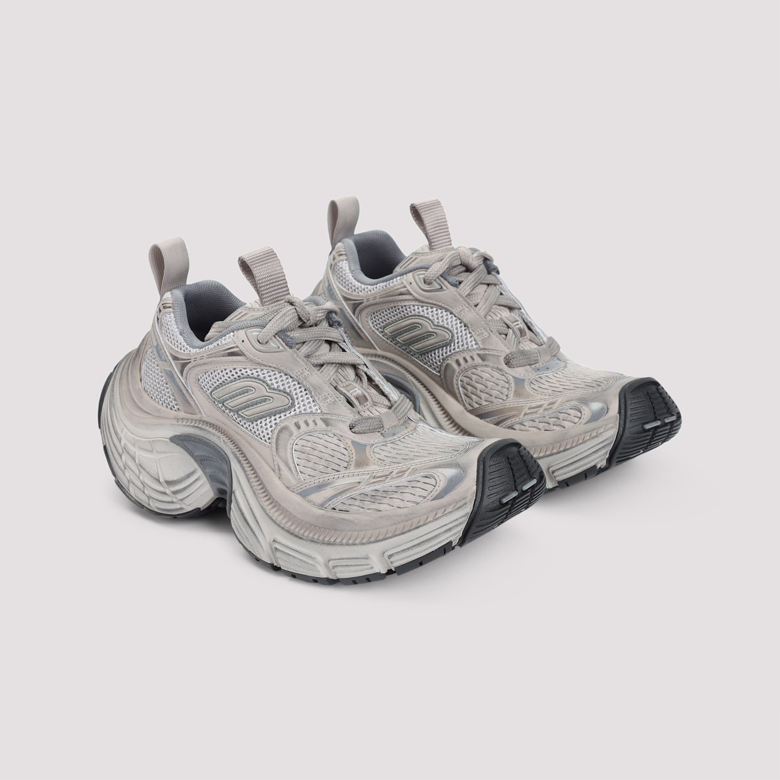 Balenciaga Taupe Mix Grey Black Sneakers In Gray