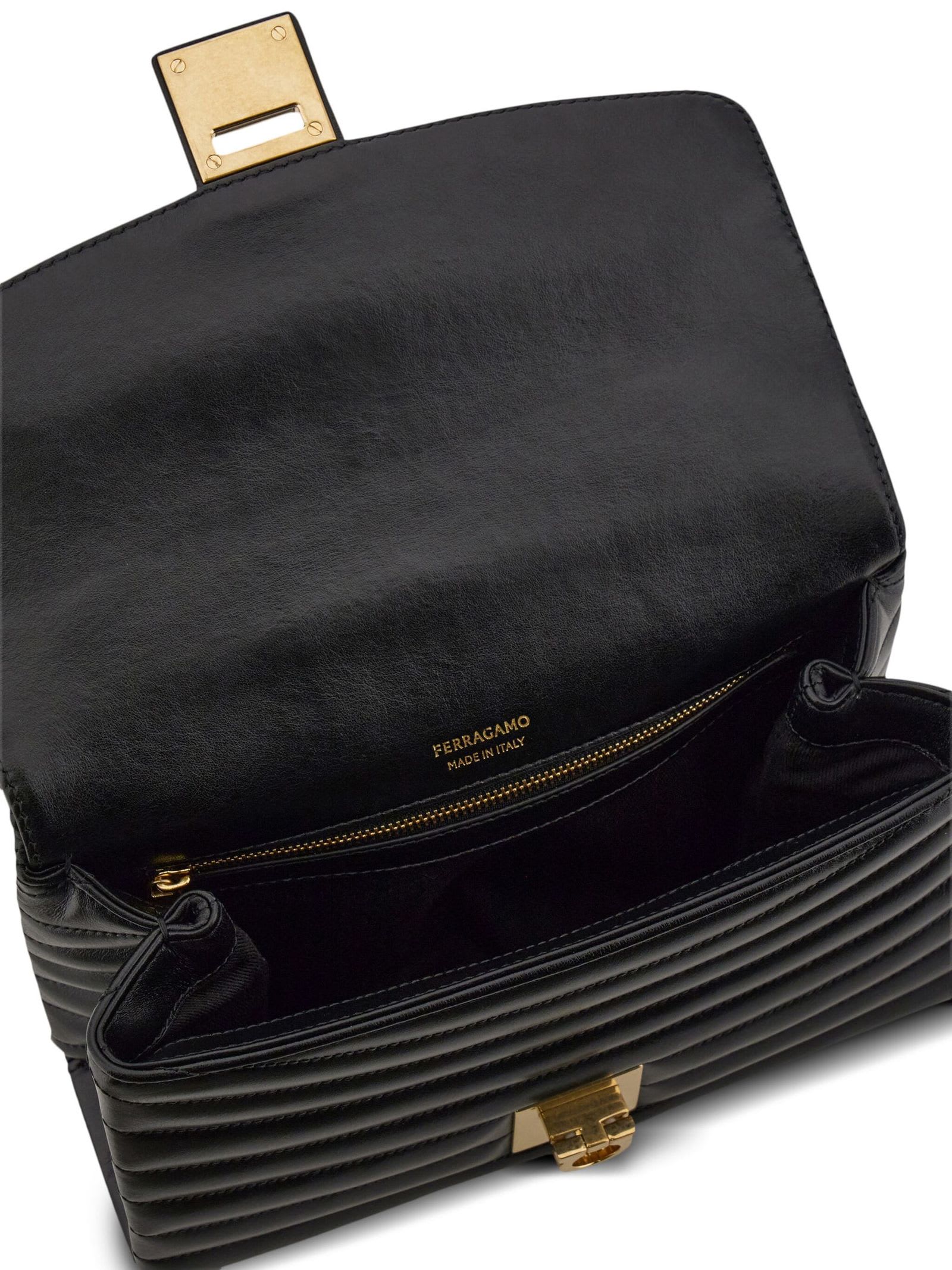 Shop Ferragamo Quilted Shoulder Bag (m) In Black