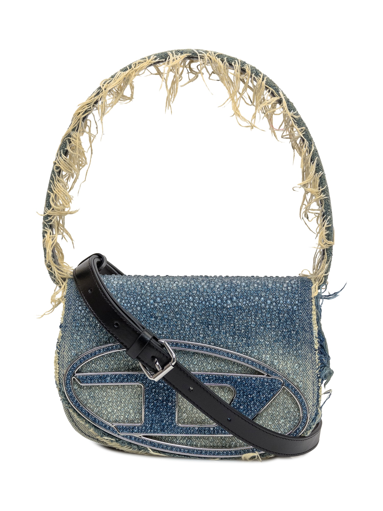 Diesel Embellished Denim 1dr Shoulder Bag In Blue