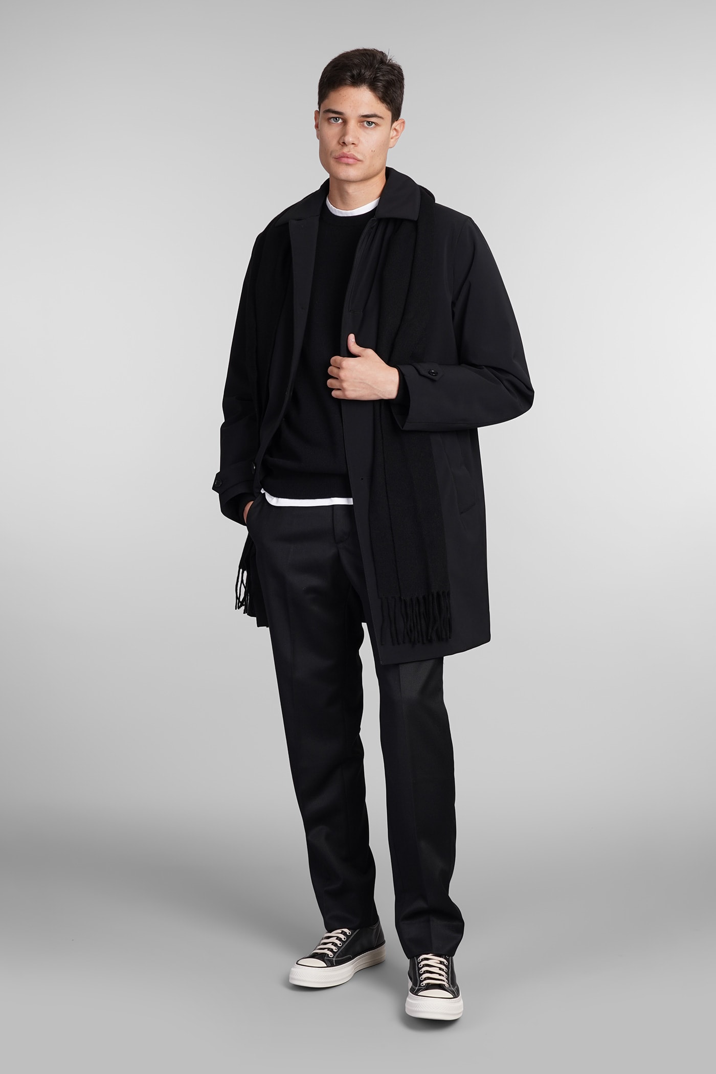Aspesi Perfetto Coat In Black Polyester In Black