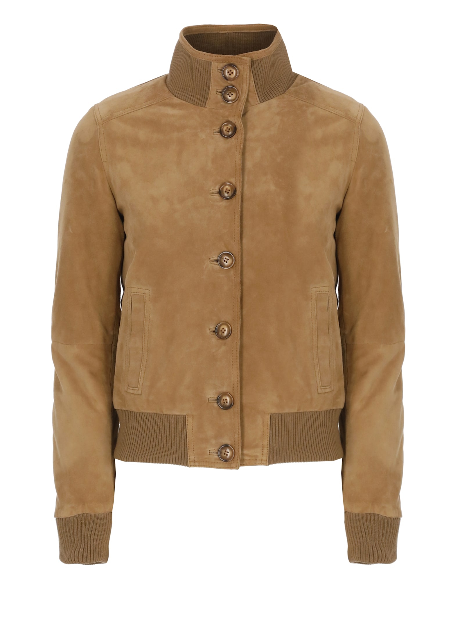 Bully Suede Leather Bomber Jacket In Brown