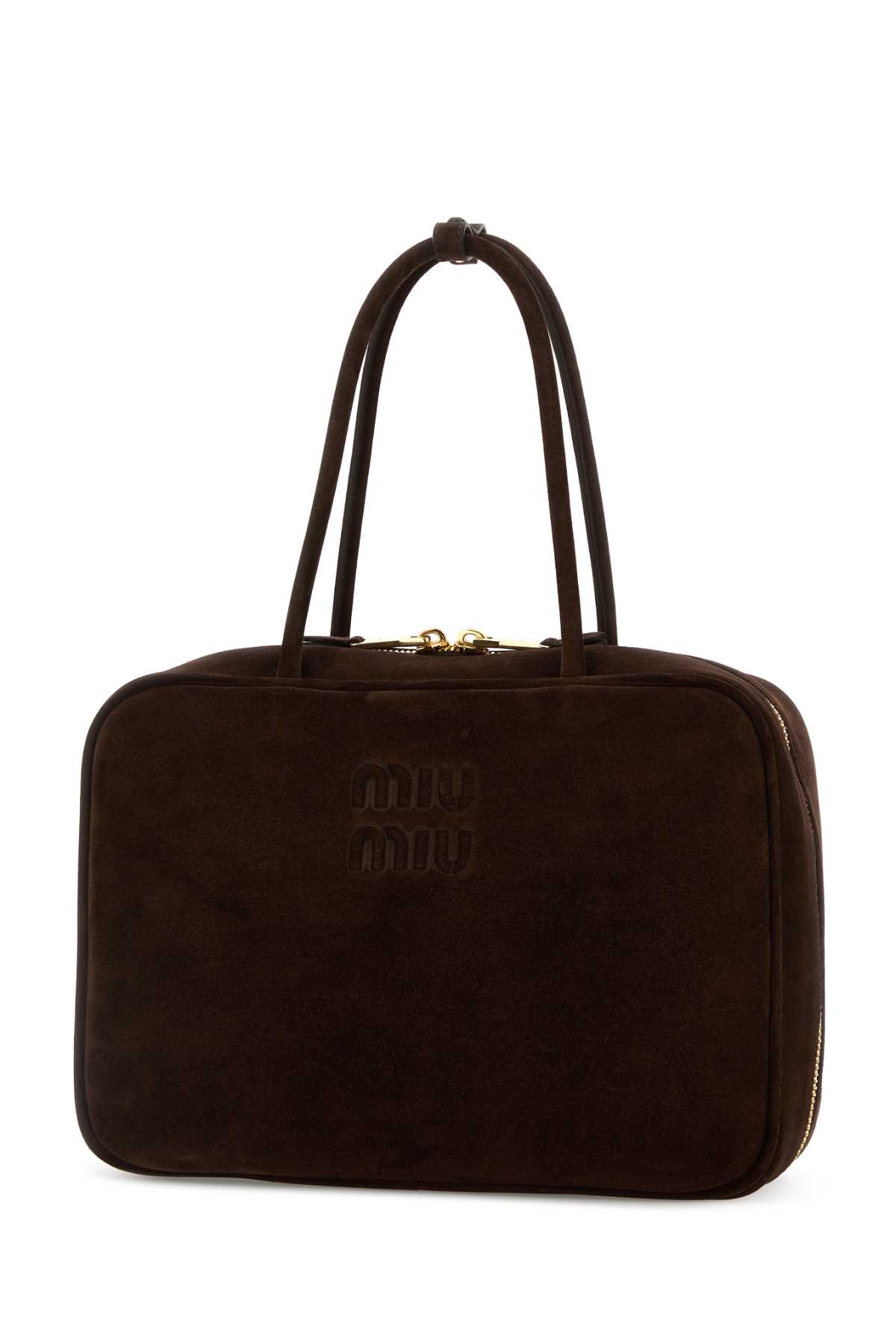 Miu Miu Dark Brown Suede Handbag In Brown