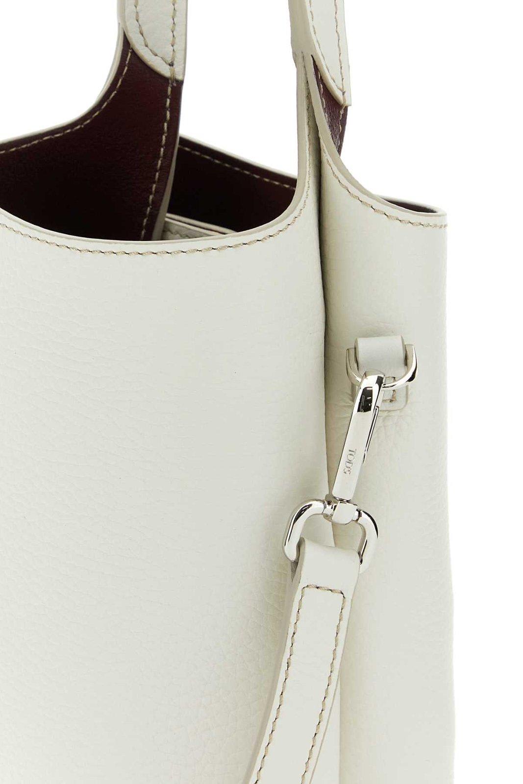 Shop Tod's T-timeless Pendant Detailed Micro Tote Bag In White