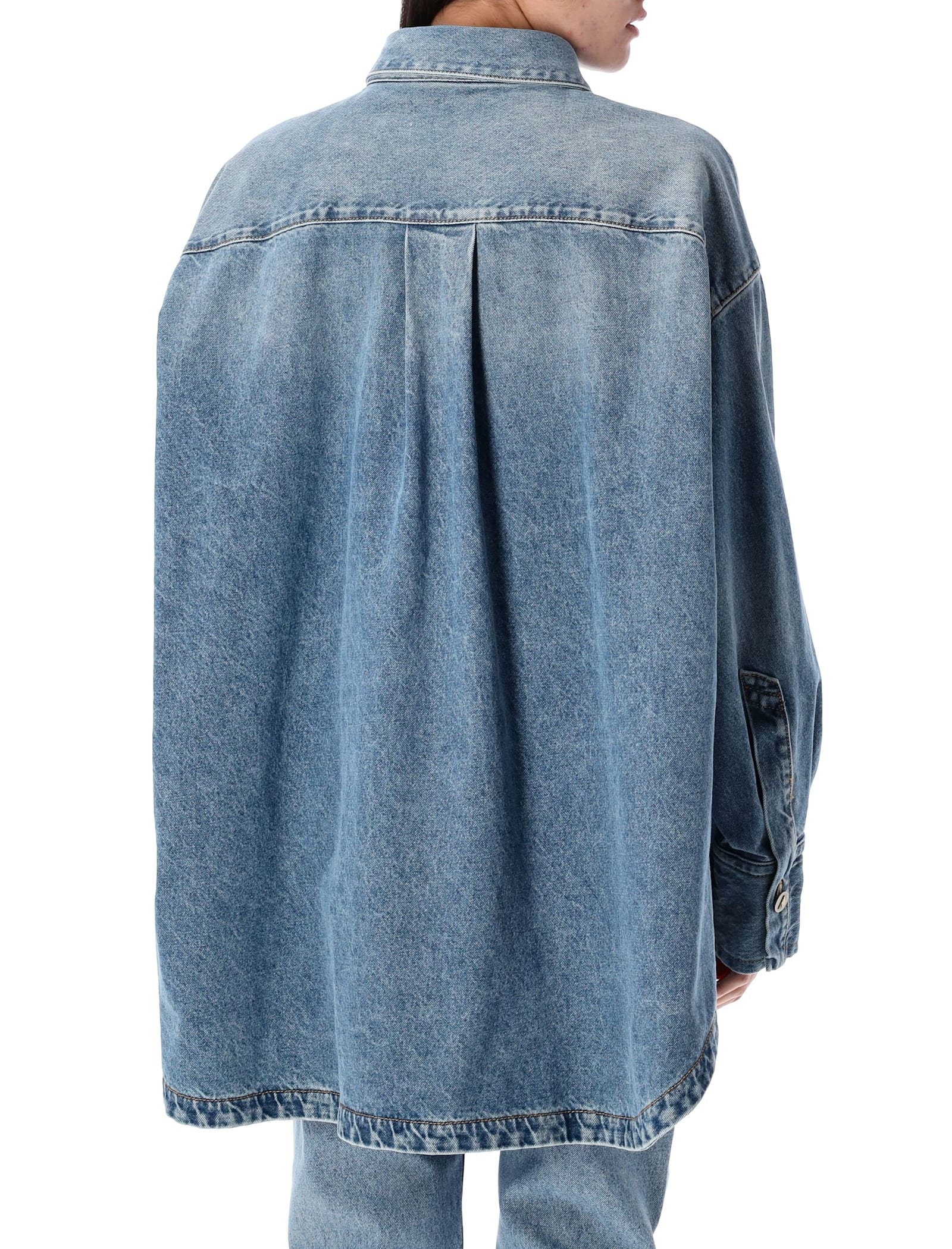 Attico The Ready To Wear Gend - Light Blue Denim Short Coat Light Blue Denim Main Fabric: 100% Cotto In Sky Blue