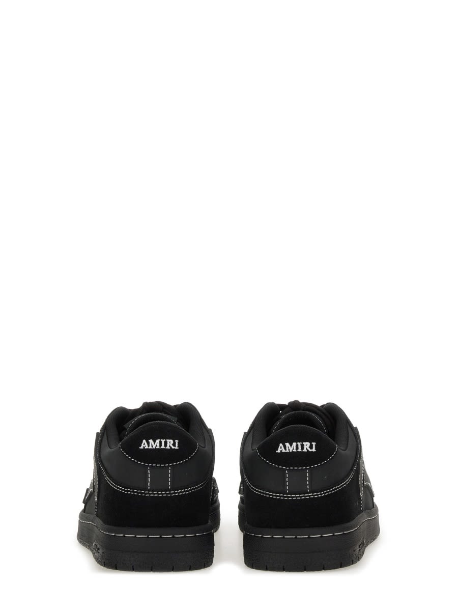 Amiri Sneaker Skel Top Low Black In Leather And Suede Men In Black