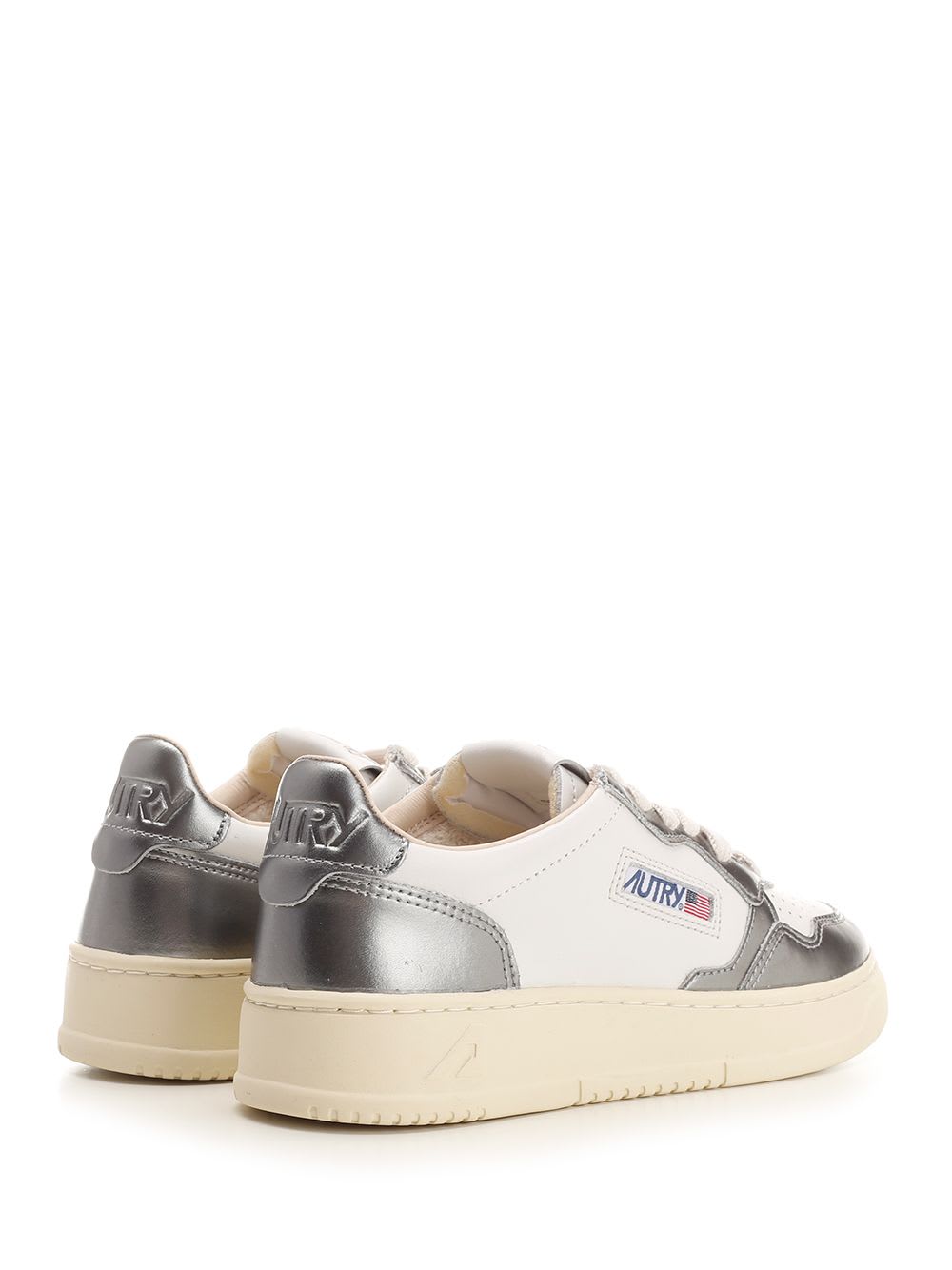 Shop Autry Medalist Low Top Sneakers In Wht/steel