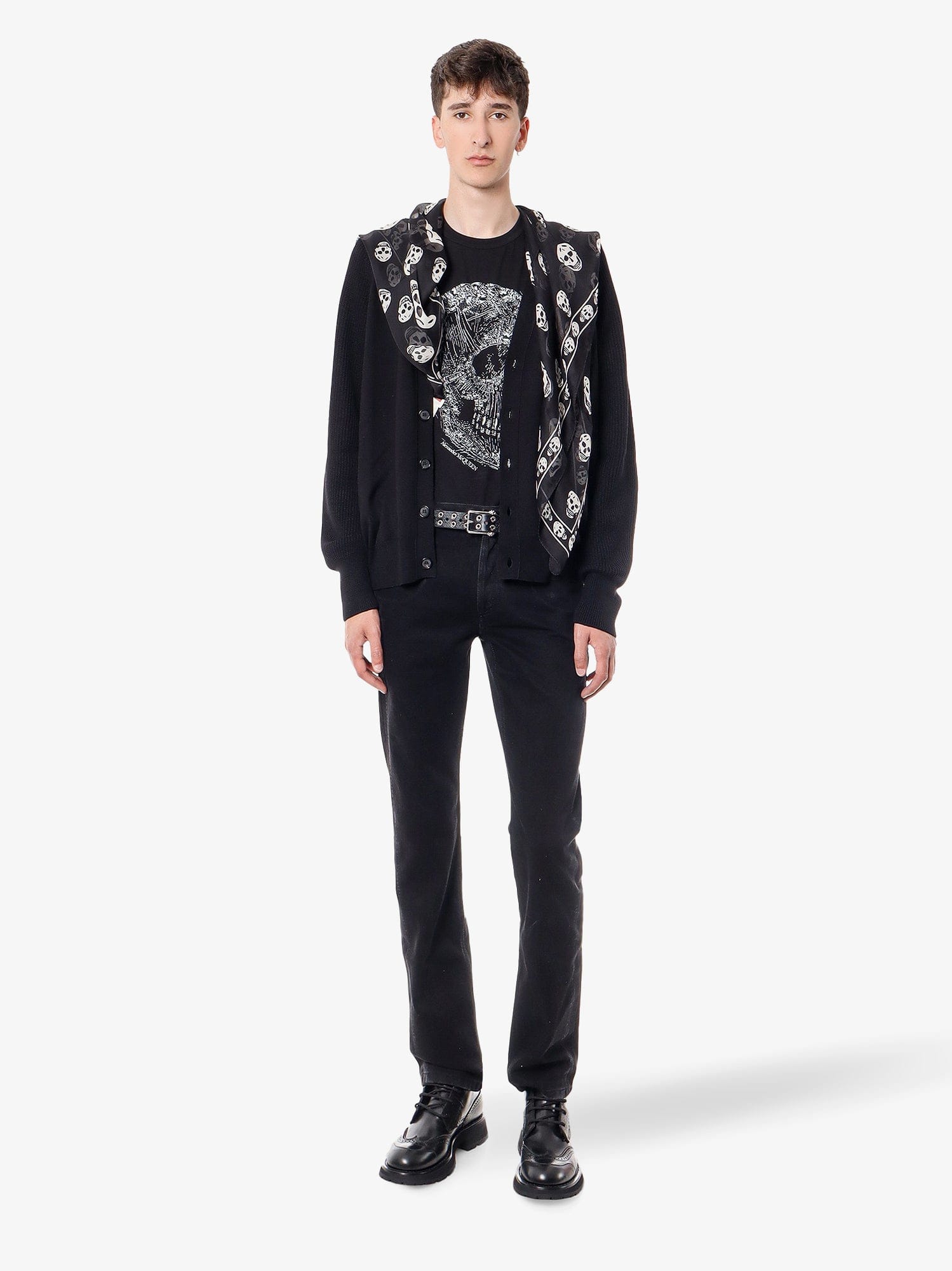 Alexander Mcqueen Wool Cardigan With Logo Embroidery In Black