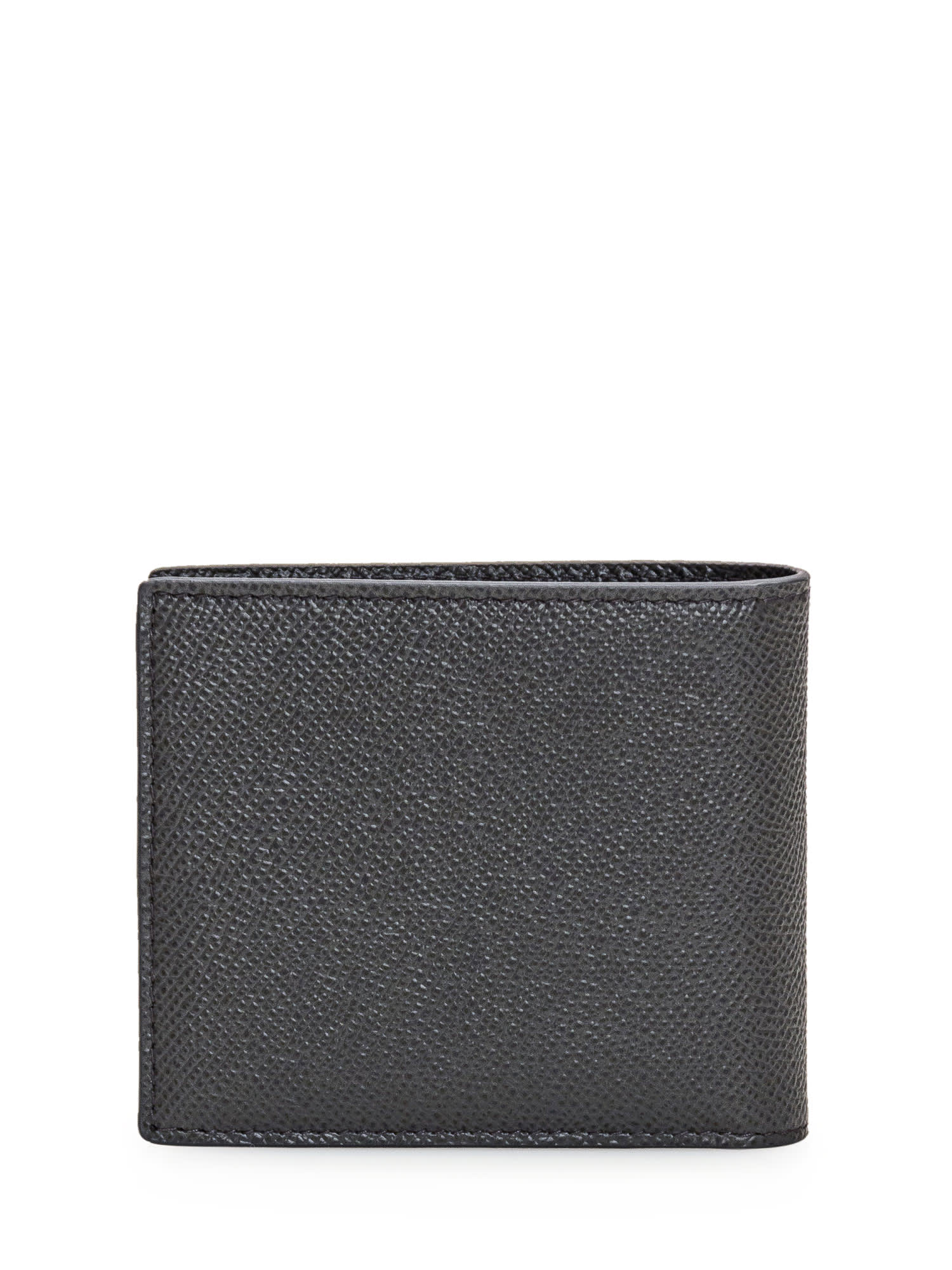 Dolce & Gabbana Black Textured Calf Leather Bi-fold Wallet In Canna Di Fucile