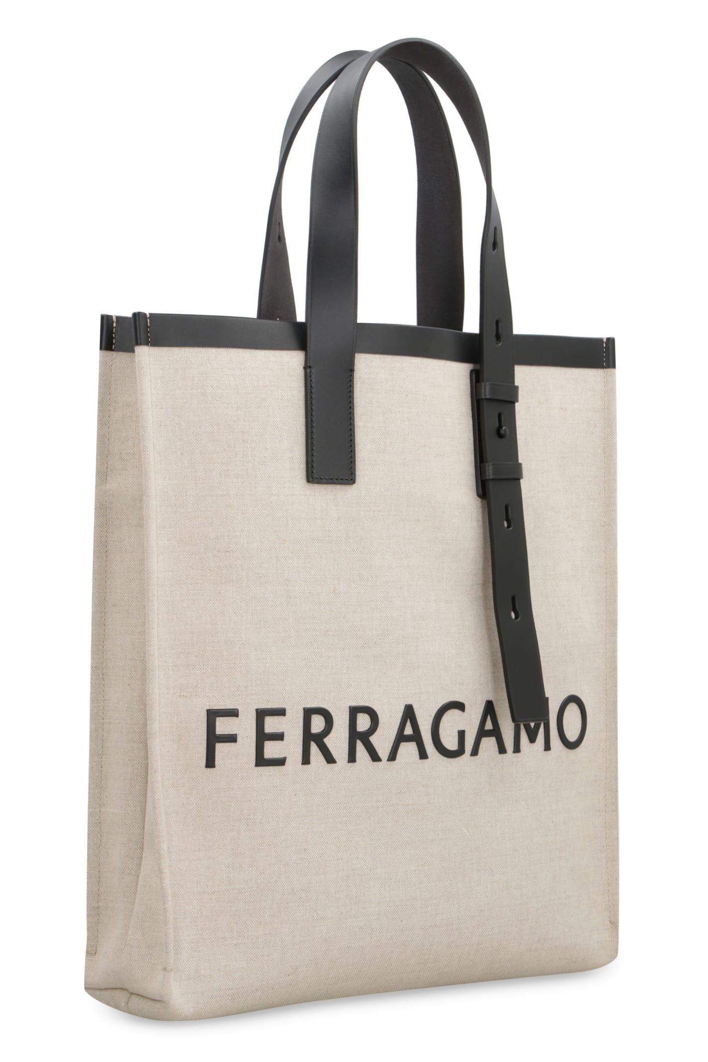 Shop Ferragamo Canvas Tote Bag In Ecru