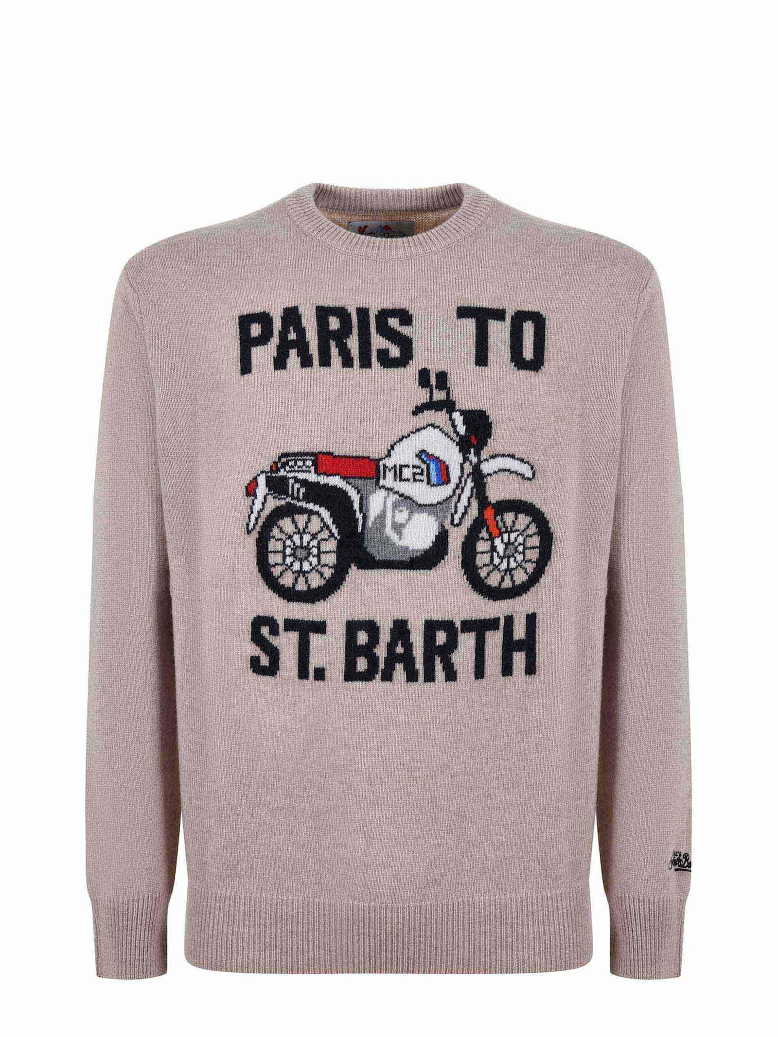 Shop Mc2 Saint Barth Sweater In Wool And Cashmere Blend In Beige Melange