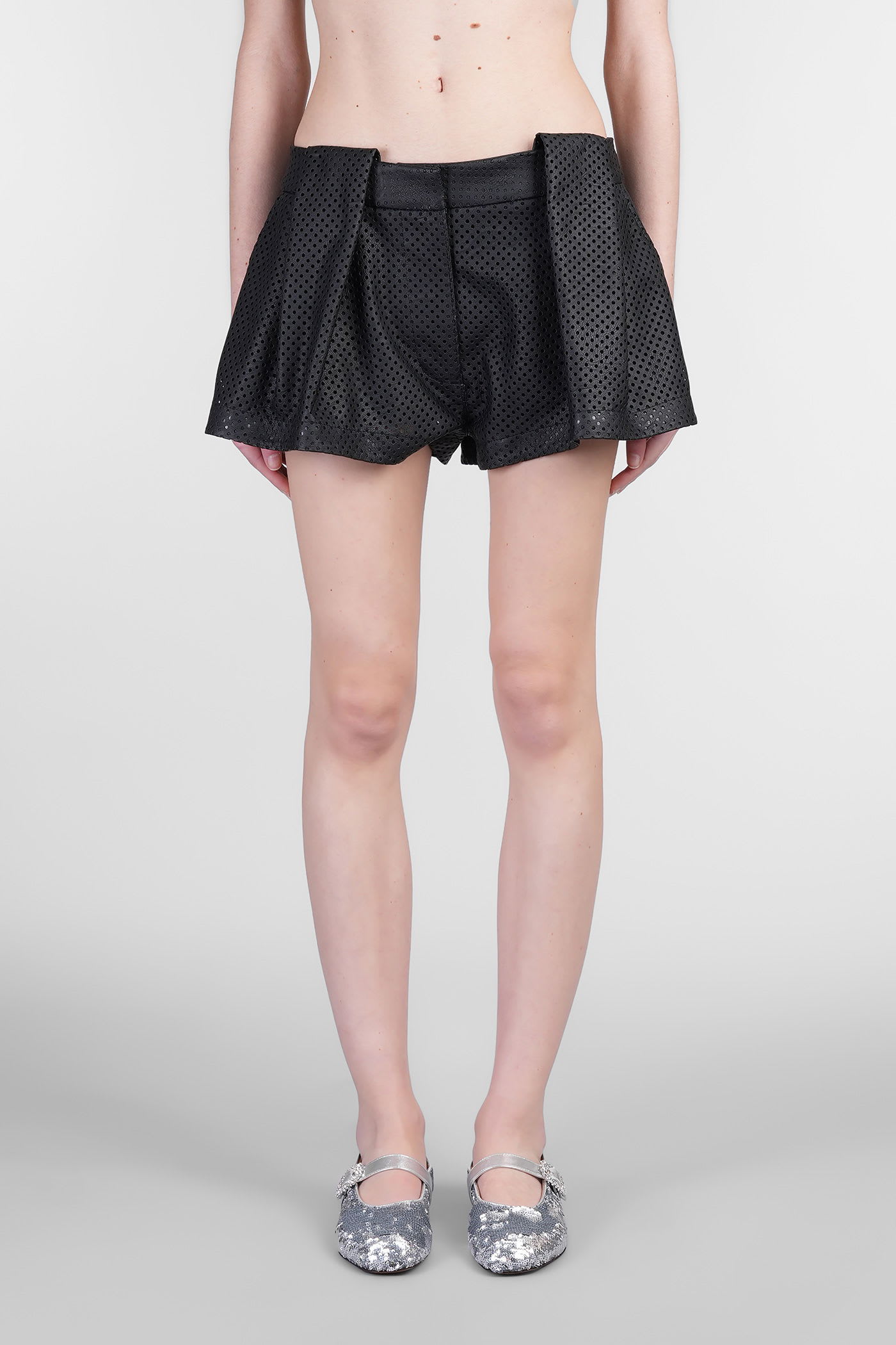 Stella Mccartney Black Altermat Perforated Balloon Shorts In Black