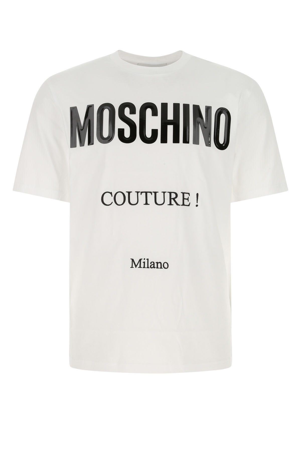 Shop Moschino White Cotton T-shirt In Bianco