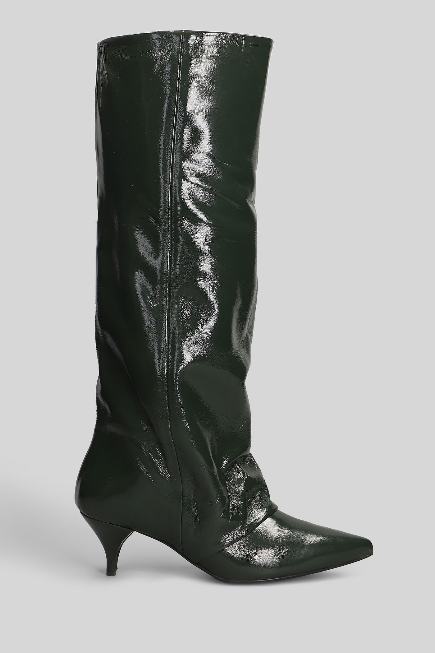 Alchimia High Heels Boots In Green Leather In Green