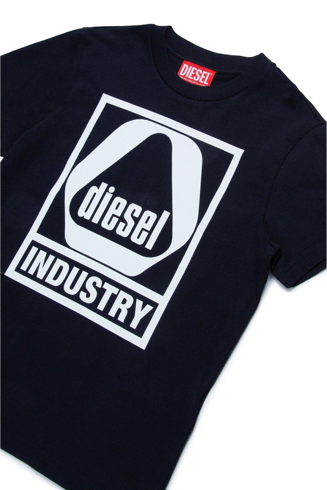 Shop Diesel Tunni Logo-printed Crewneck T-shirt