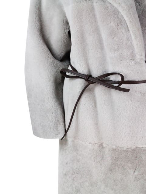 Fabiana Filippi Leather Coat In Gray