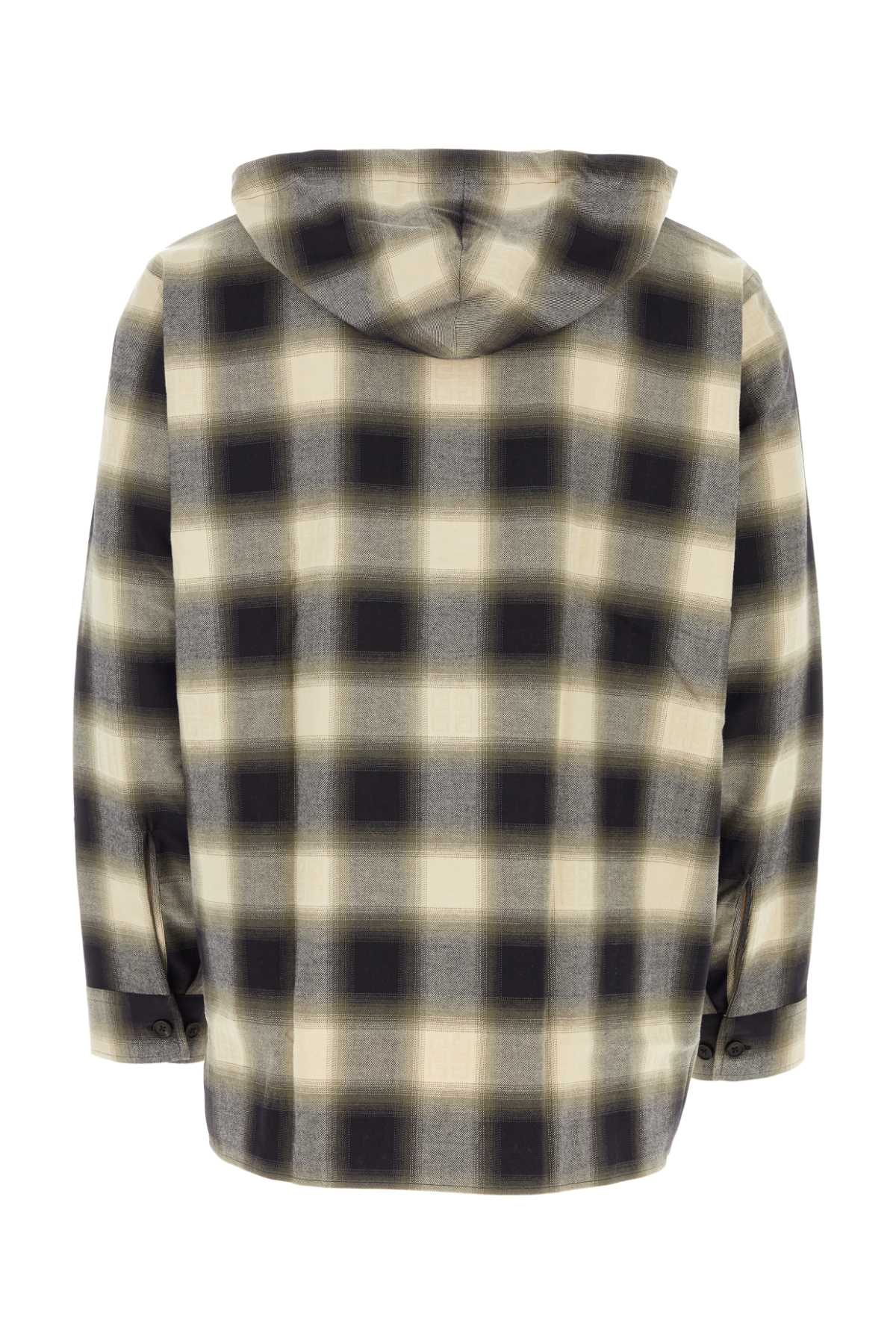 Shop Givenchy Embroidered Flanel Oversize Shirt In Cream
