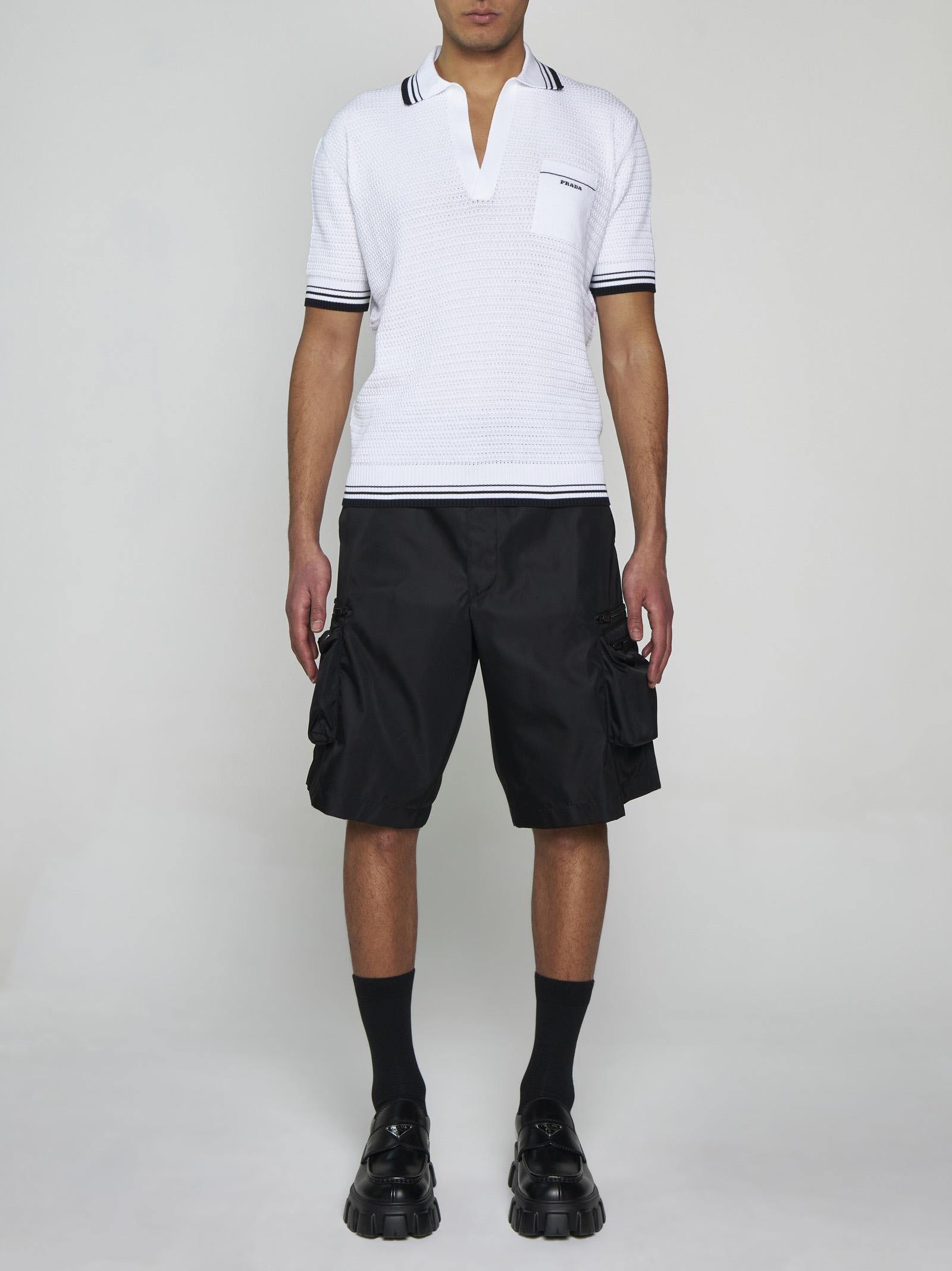 Shop Prada Jacquard Knit Polo Shirt