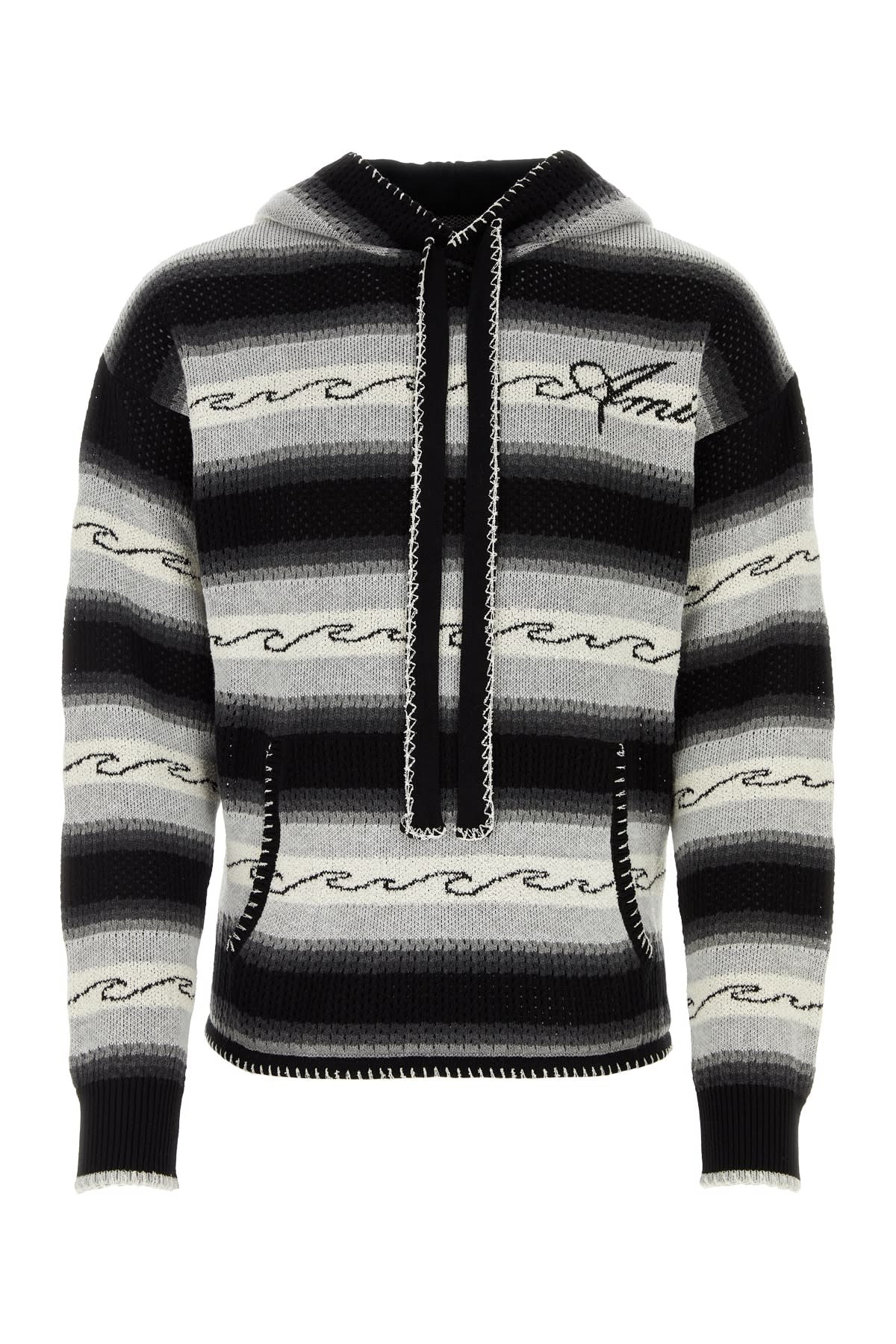 Shop Amiri Amri Wave Baja Stripe Hoodie In Black