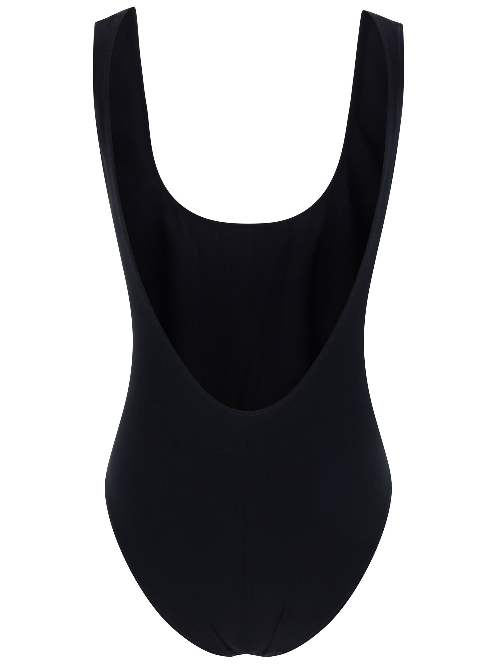 Dolce & Gabbana Logo-plaque Scoop-neck Swimsuit In Nero