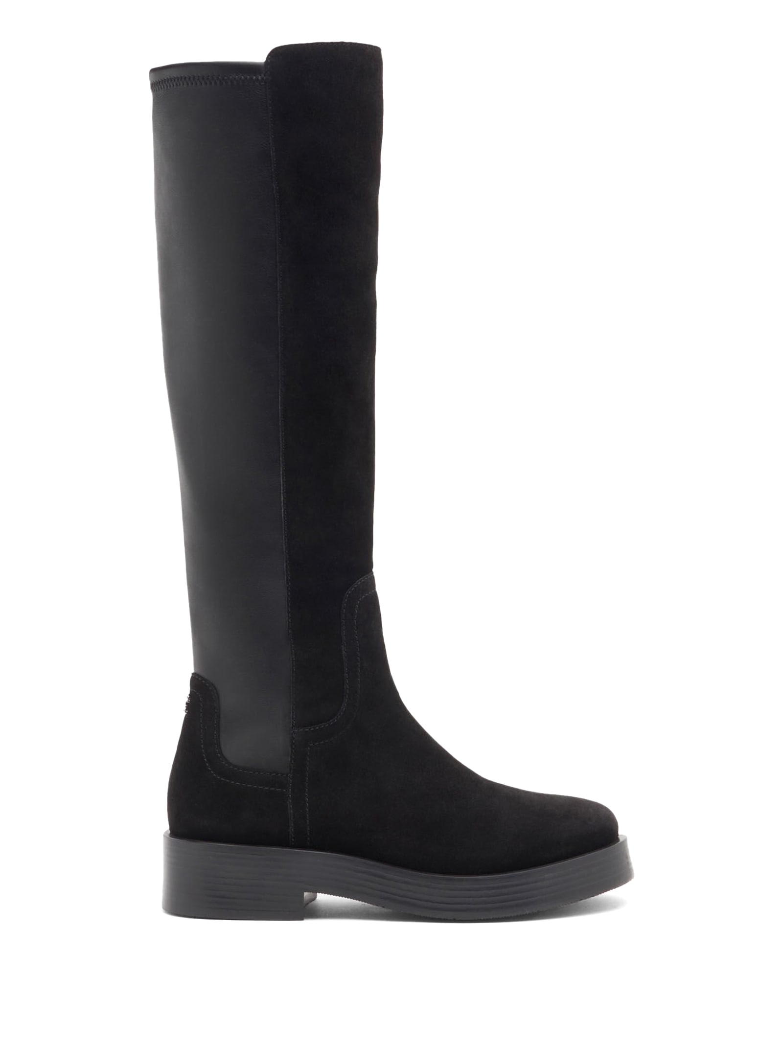 Shop Casadei Black Boot In Suede And Eco Nappa Stretch In Nero