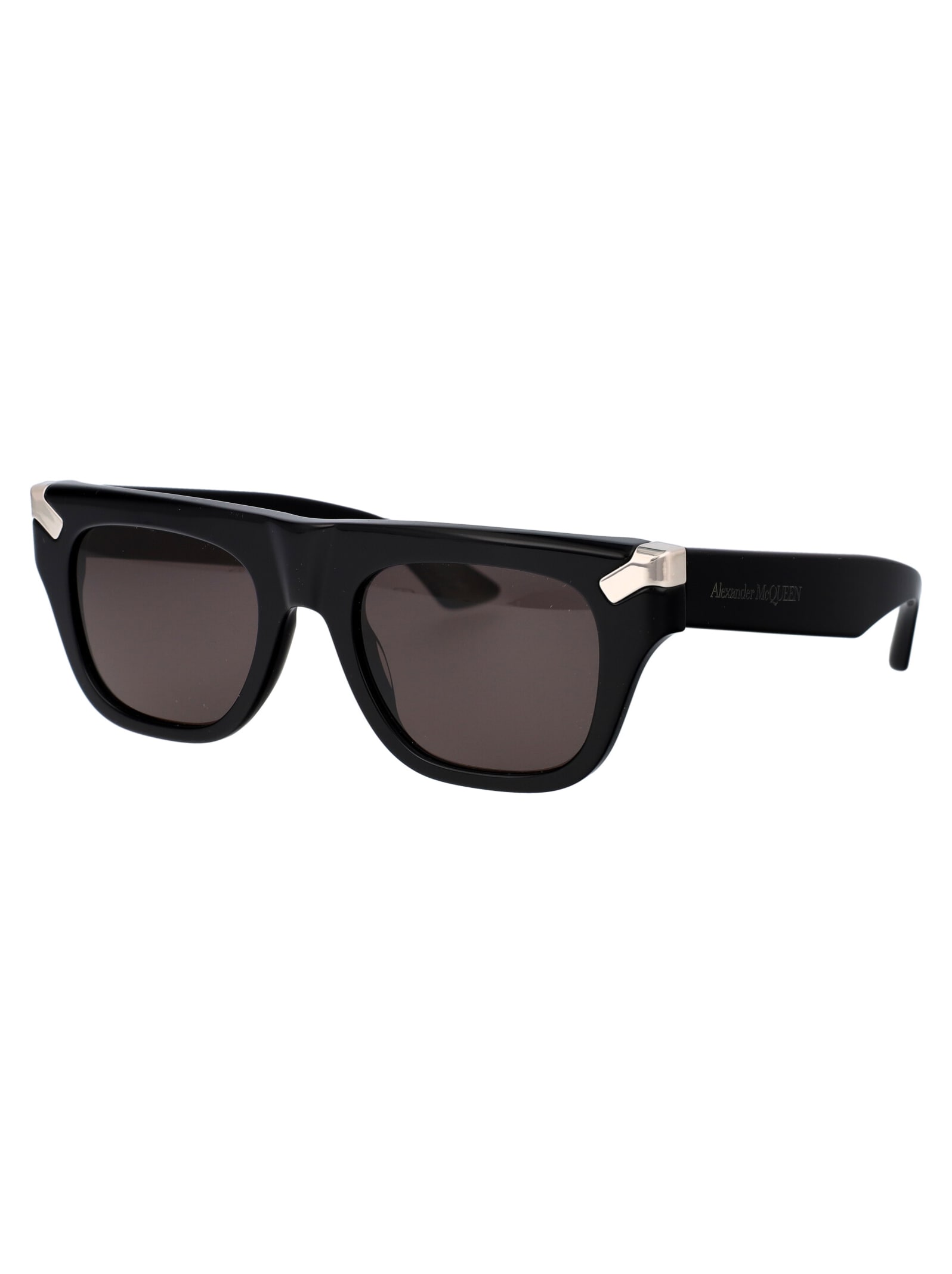 Shop Alexander Mcqueen Am0441s Sunglasses In 001 Black Black Grey