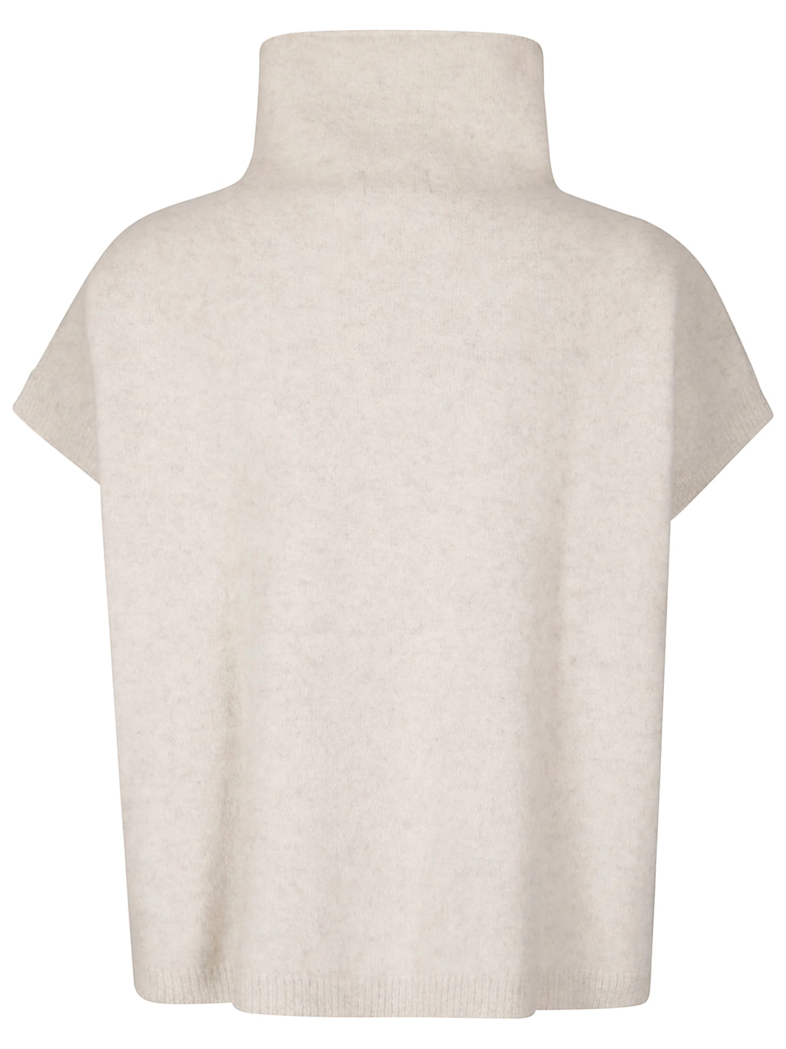 P.a.r.o.s.h Parosh High-neck Raccoon Sweater With Ribbed Trim In Neutral