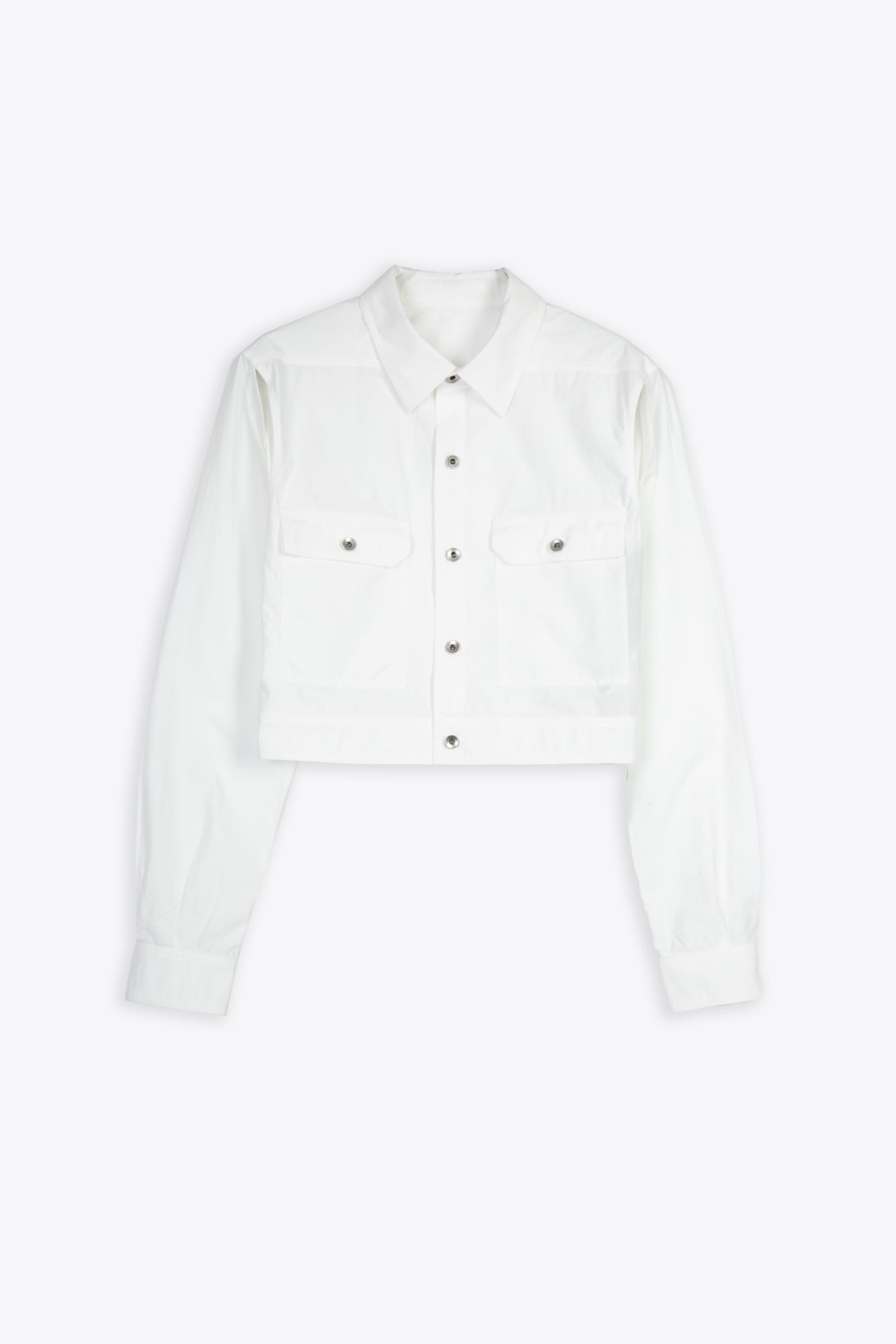 Shop Drkshdw Cape Sleeve Cropped Outershirt White Poplin Cotton Outershirt - Cape Sleeve Cropped Outershirt
