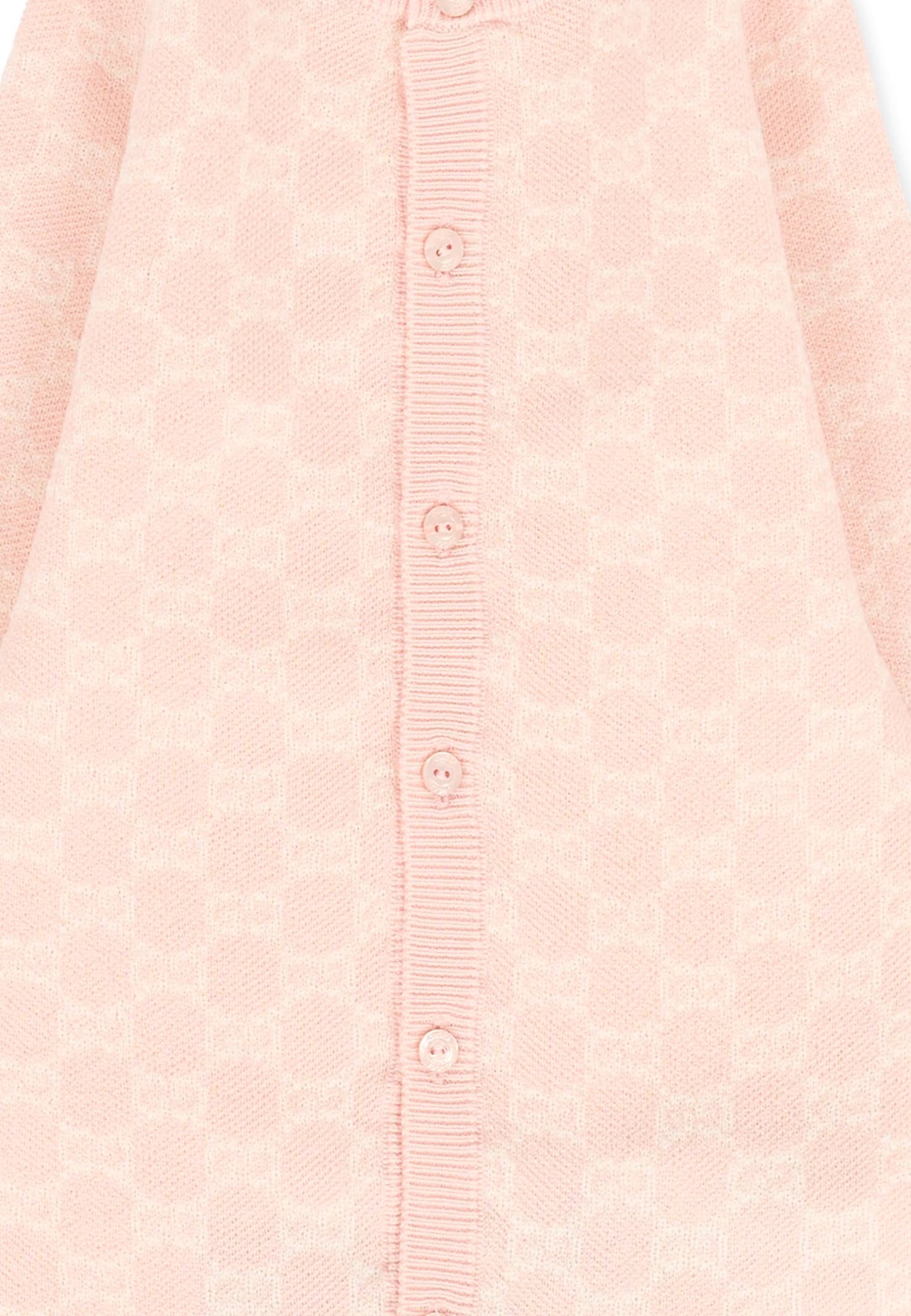 Gucci Pink Babygrow For Baby Girl With Gg In Pink