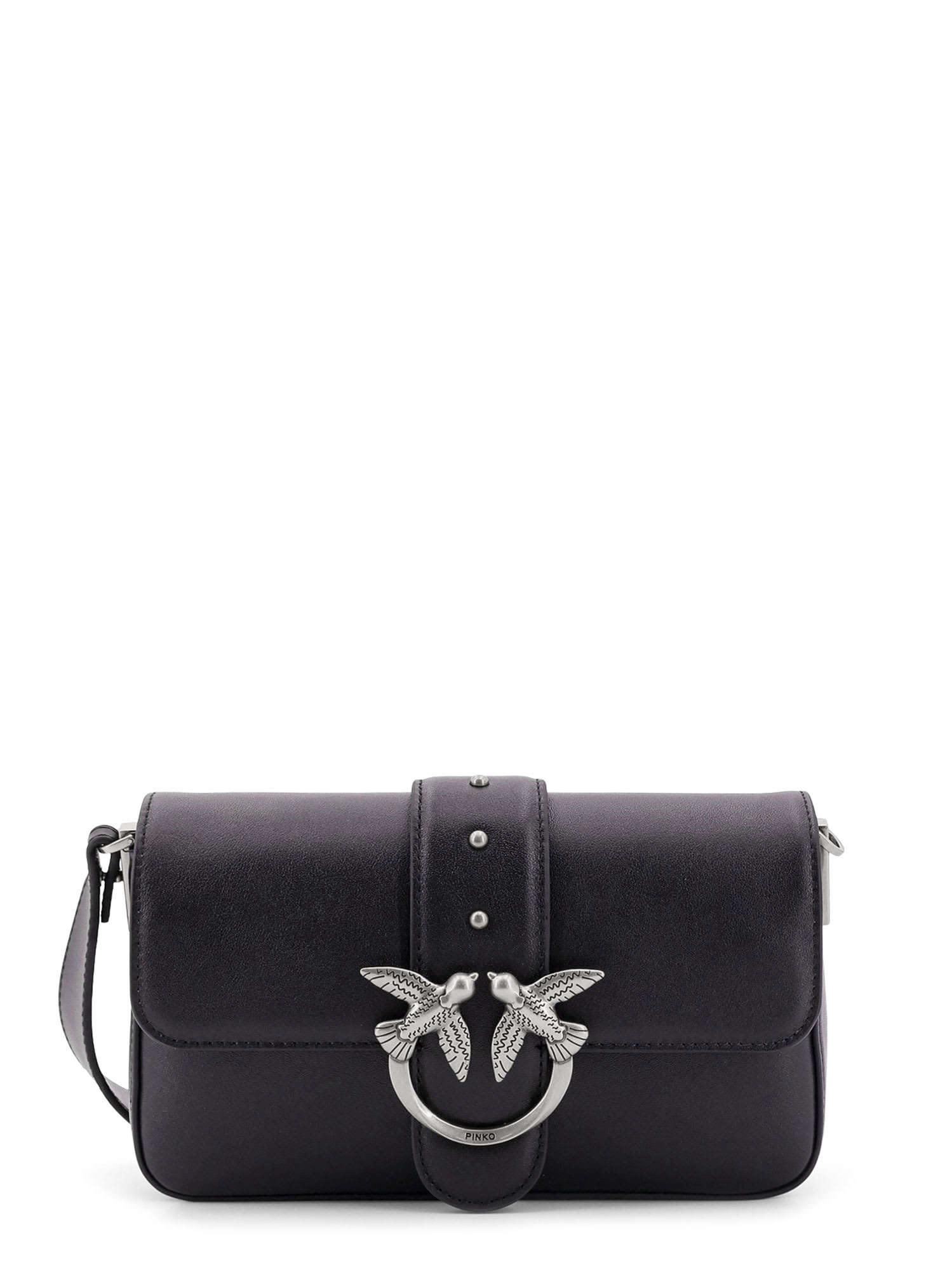 Pinko Love One Classic Leather Shoulder Bag In Black