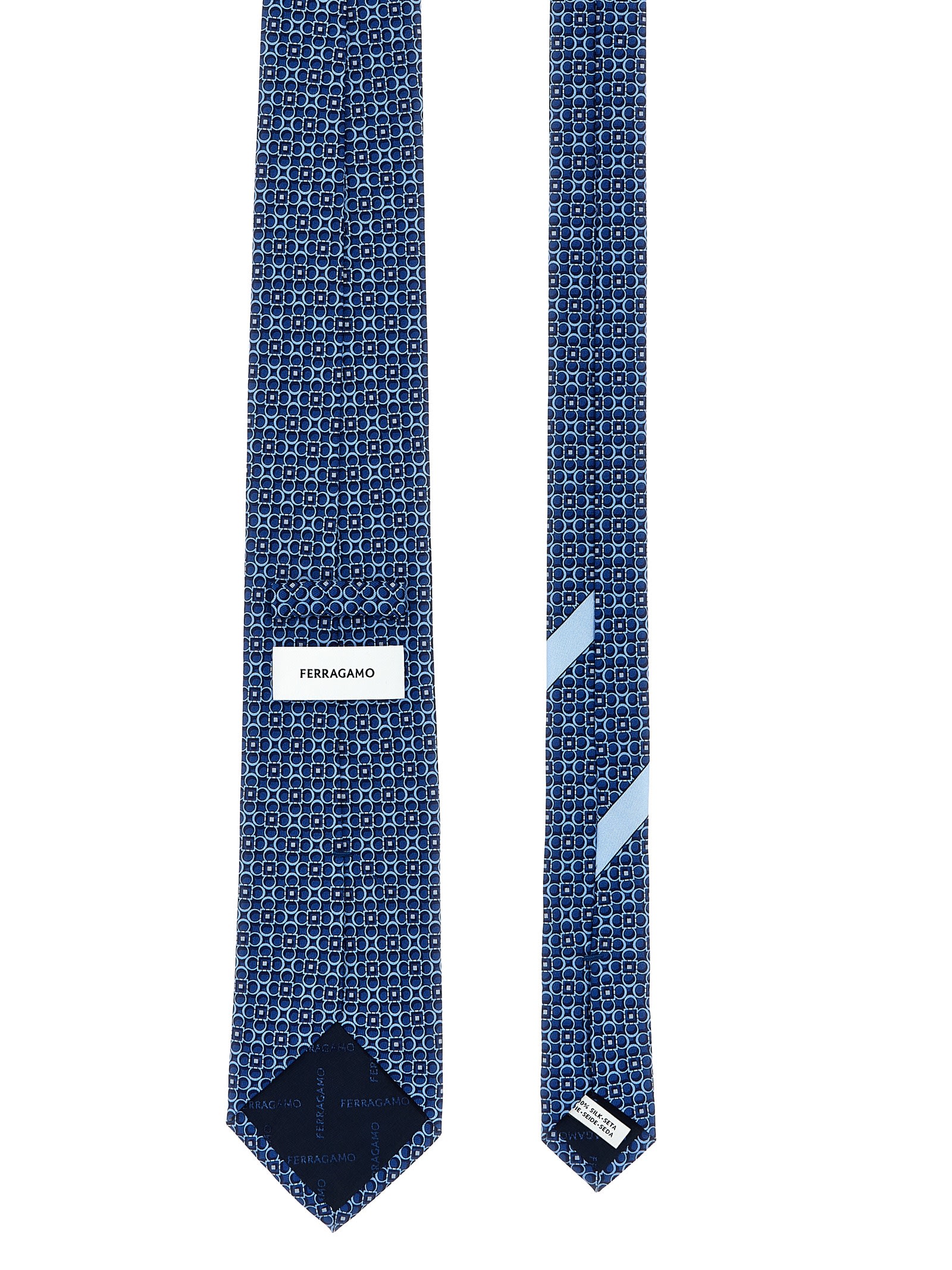 Shop Ferragamo Printed Tie In Blue